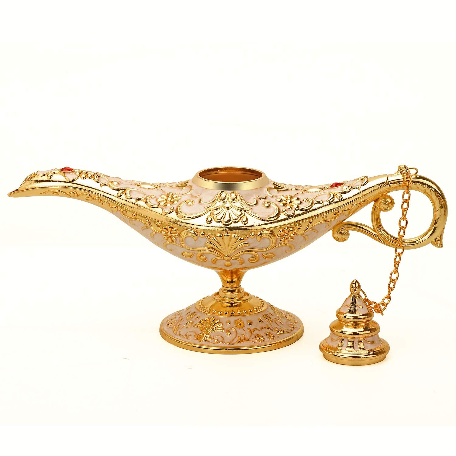 K Cool Classic Aladding Magic Genie Lamp Legend Wishing Light Costume Lamp Metal Carved Cone Incense Burner For Home Tabletop De