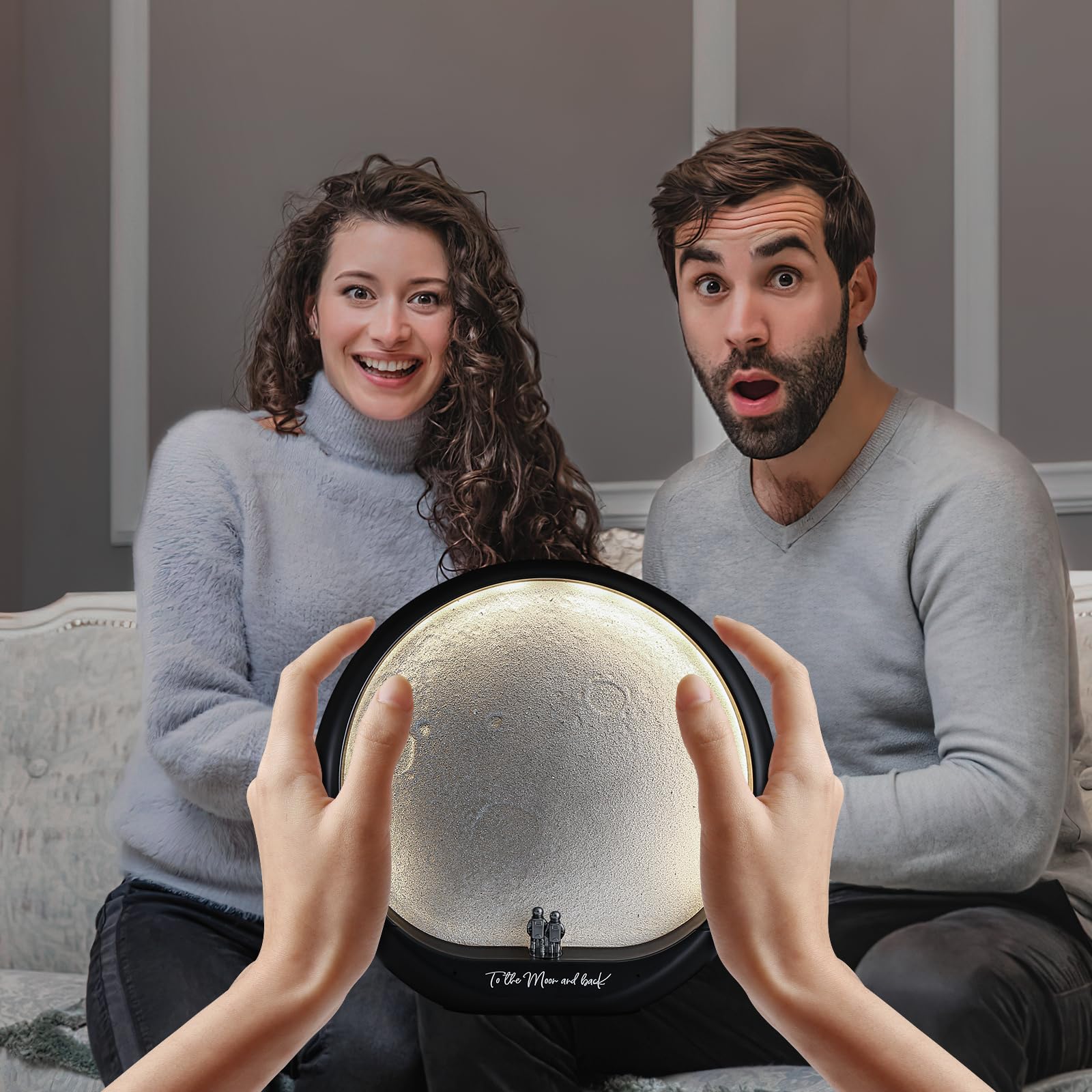 Mamre Astronaut Couple Lunar Lamp Moon Light 3D Moon Rechargeable Night Light Gift Home Decor Lighting For Anniversary Birthday