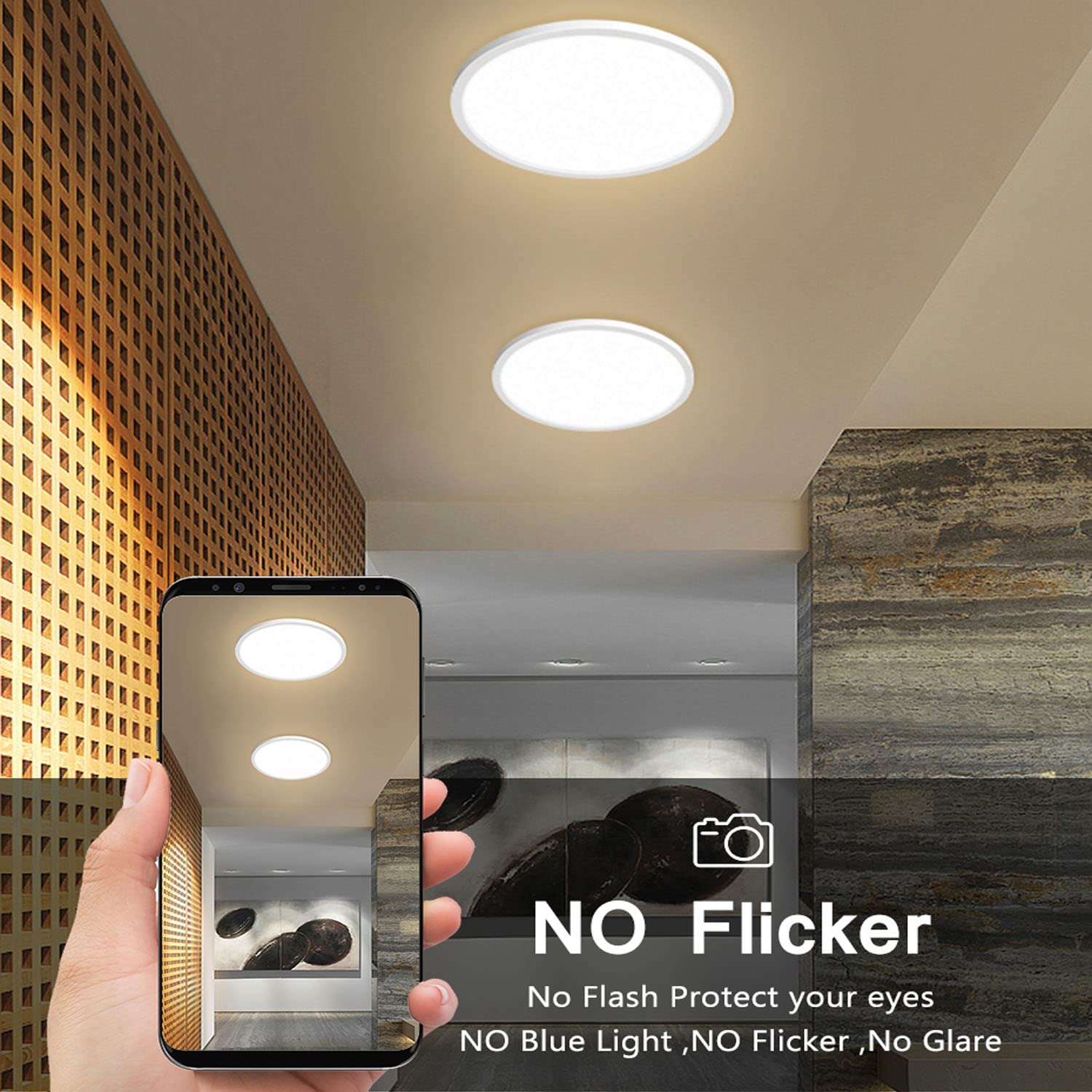 Lexier 8Pack 12 Inch 3200Lm Flush Mount Led Ceiling Lights,White 28W Slim Ceiling Light Fixture Round Day White 6000K Thin Round Flat Ceiling Light 120V Surface Led Ceiling Light 300W Equivalent