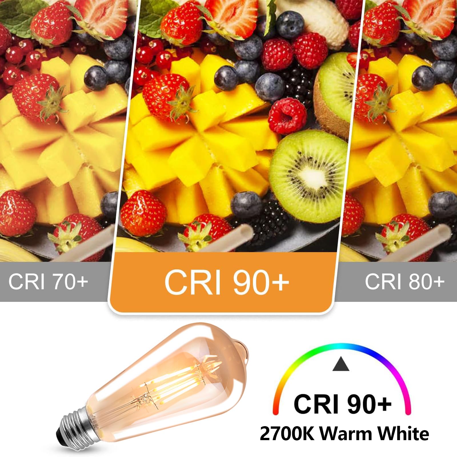 Hession St64 Led Edison Bulbs, 4W Equivalent 40W, Soft Light Amber Glass 2700K, Led Filament Bulbs With 90+ Cri E26 Medium Base,