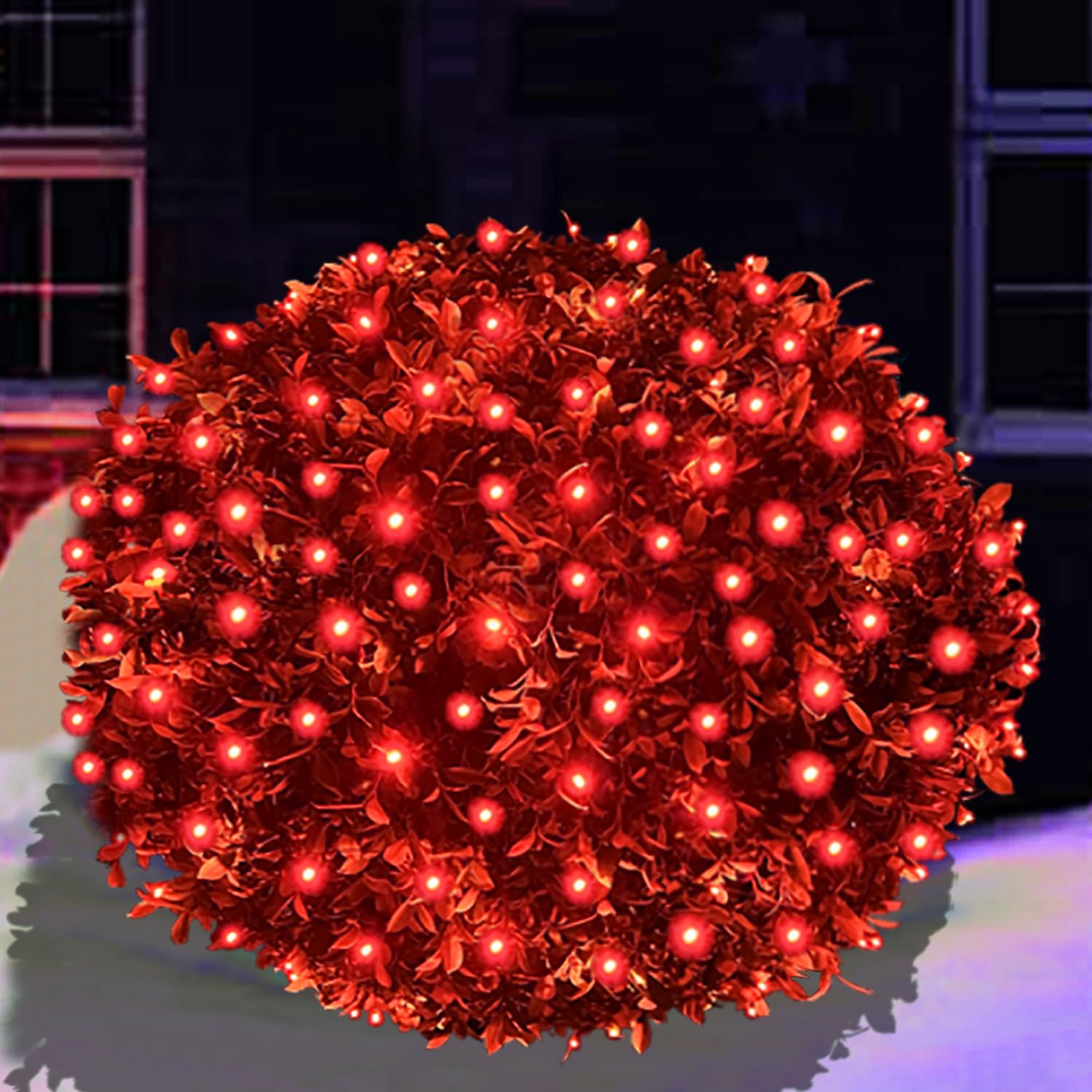 HISHINY LED Red Christmas Net Lights Outdoor,5ftx5ft 100LED Green Wire, Connectable Indoor Outdoor Bush Mesh Net Lights String f