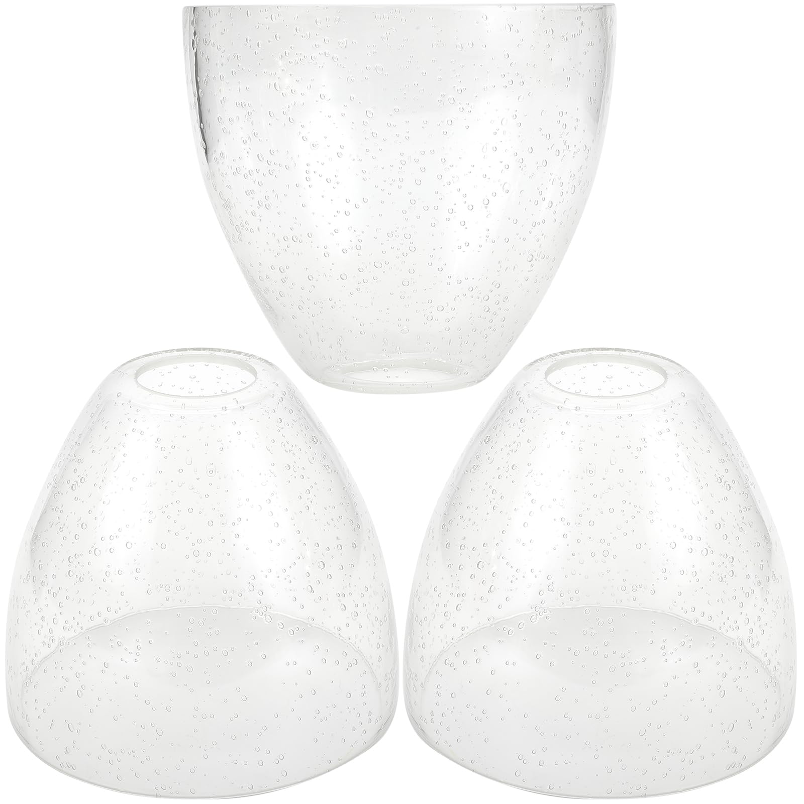 GoldSwift Bell Shade Lighting Fixture Glass Shade Replacement, 5.9W x 5H, 1-5/8 Inch Fitter, 3 Pack Clear Seeded Bubble Glass Sh
