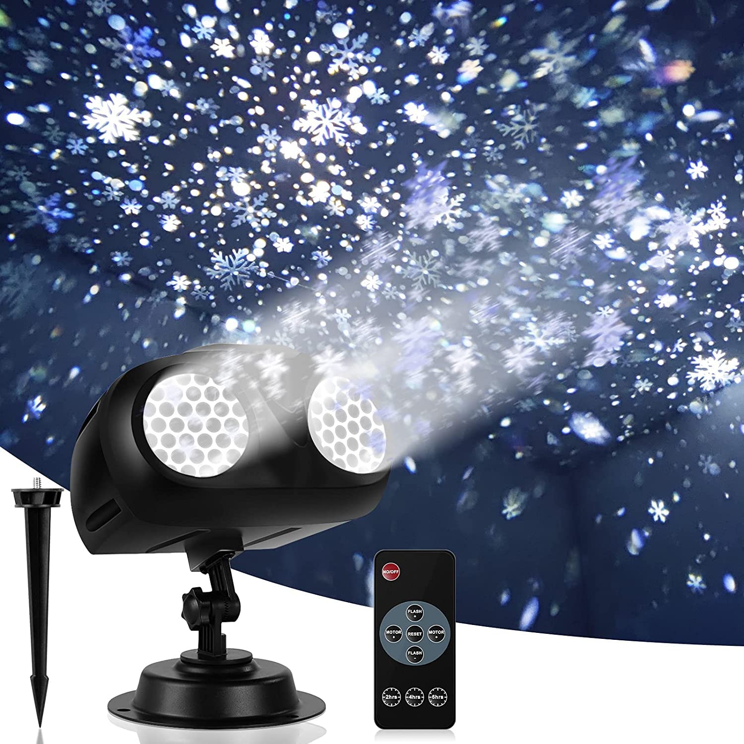 Christmas Snow Projector Lights, Dynamic Rotating Snowflake Projection Light Outdoor, IP65 LED Snow Spotlight Lightning for Hall