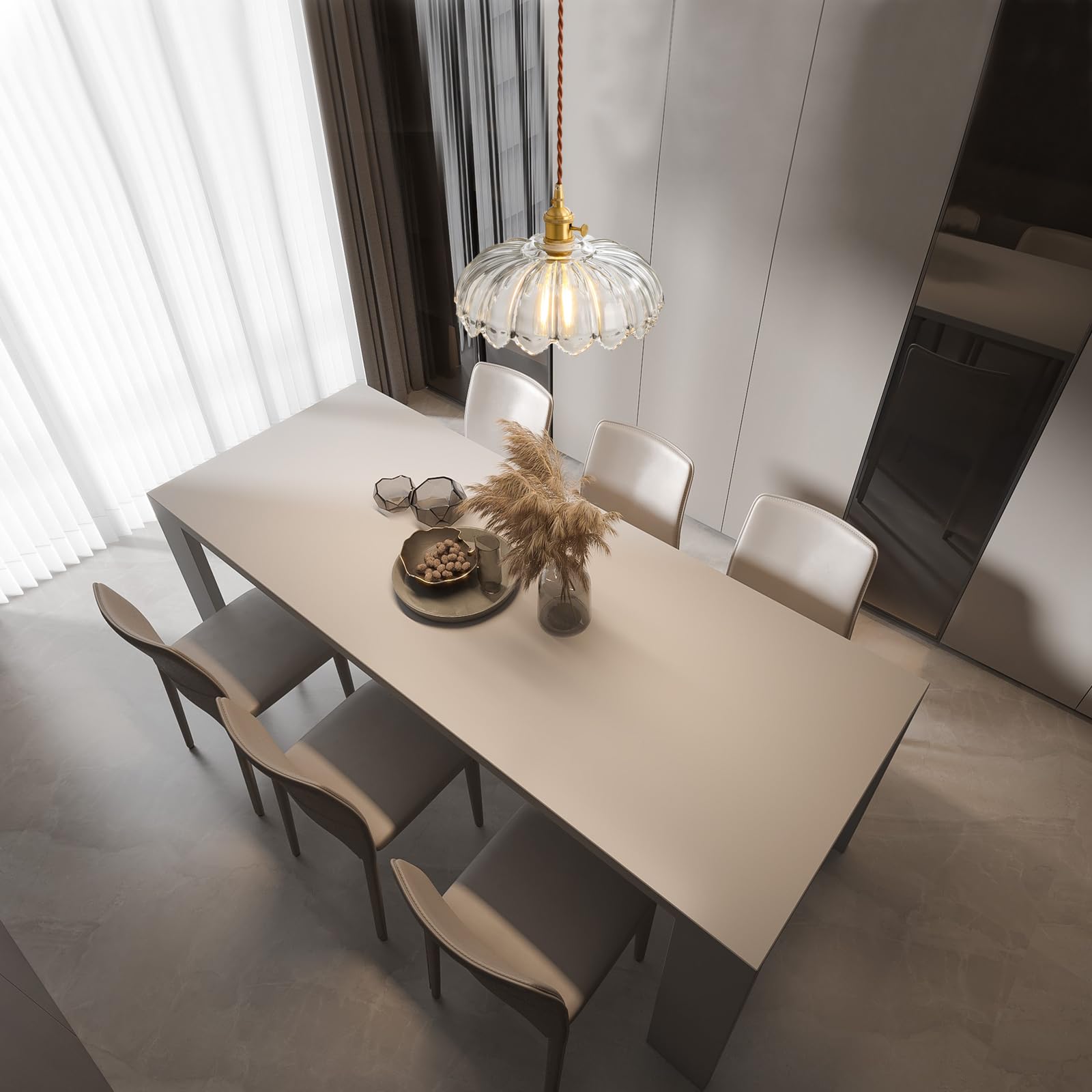Kaudghy Glass Pendant Lights Kitchen Island, Vintage Pendant Light Fixtures Small Pendant Light Dining Room, Sloped Hanging Lamp