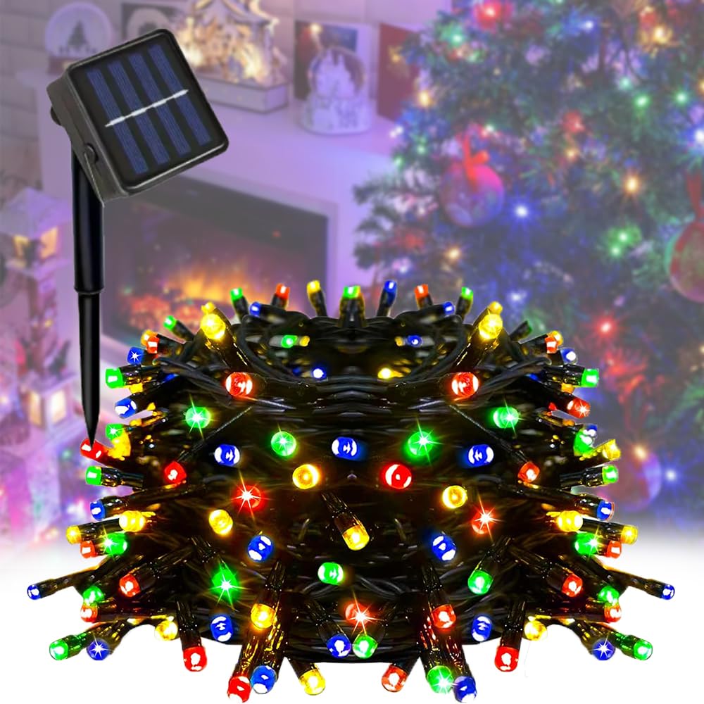 Taoushuleng Solar String Lights Outdoor, Blackish Green Wire, 40ft 100 LED with 8 Lighting Modes for Outside,Garden,Courtyards,T