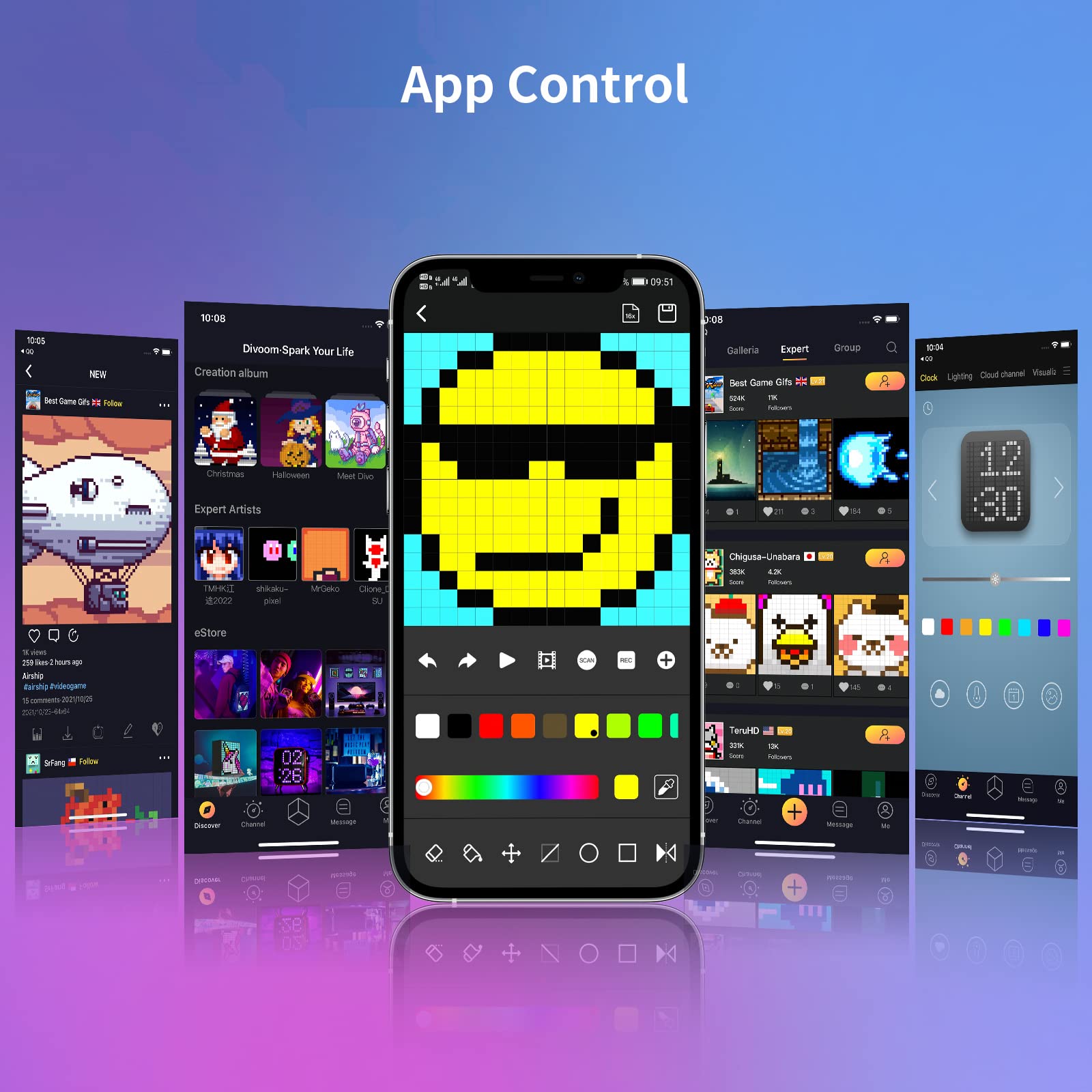 Divoom Led Light Display Panel Suit For Rgb Light Bars,With Smart App Control Cool Animation Desk Setup For Pc, Tv, Gaming Room