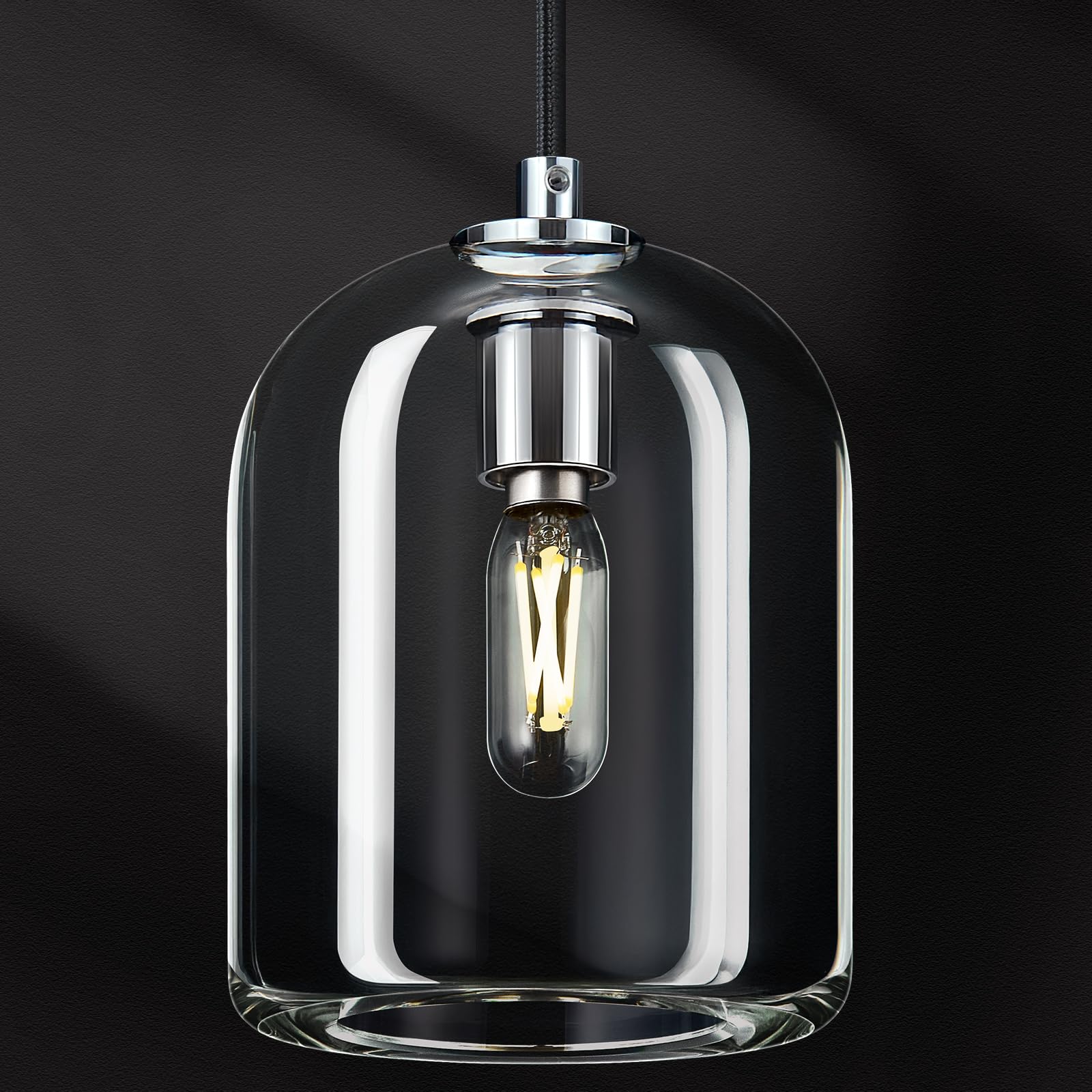 LBSQJ Modern Chrome Pendant Lights Kitchen Island Ceiling Chandelier Indoor Crystal Hanging Light Fixtures for Dining Room Kitchen Living Room Bedroom(1Pack)