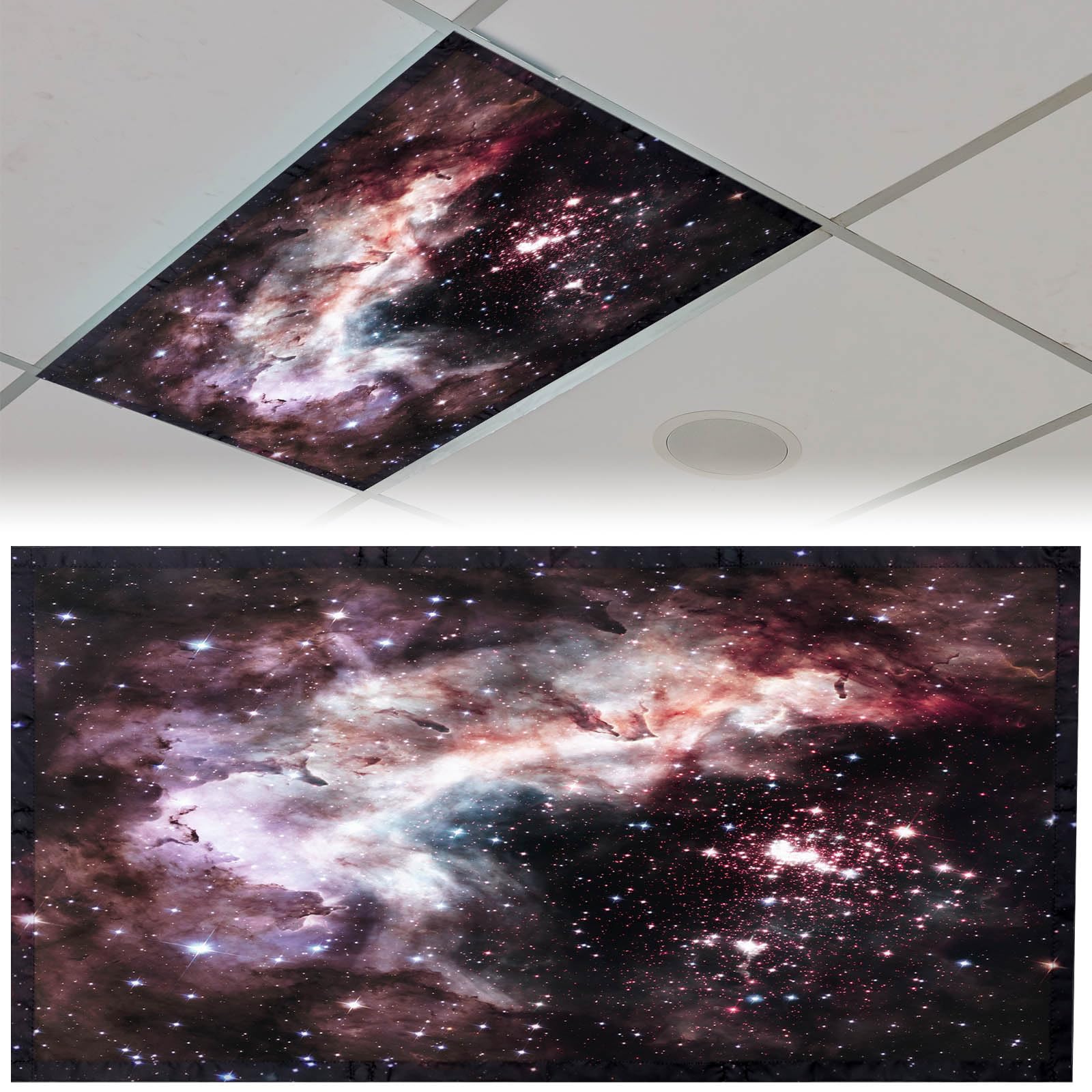 Patelai Fluorescent Light Cover with 10 Magnets, 4 x 2 Feet, Blue with White Stars, Model PT-Patelai-3149
