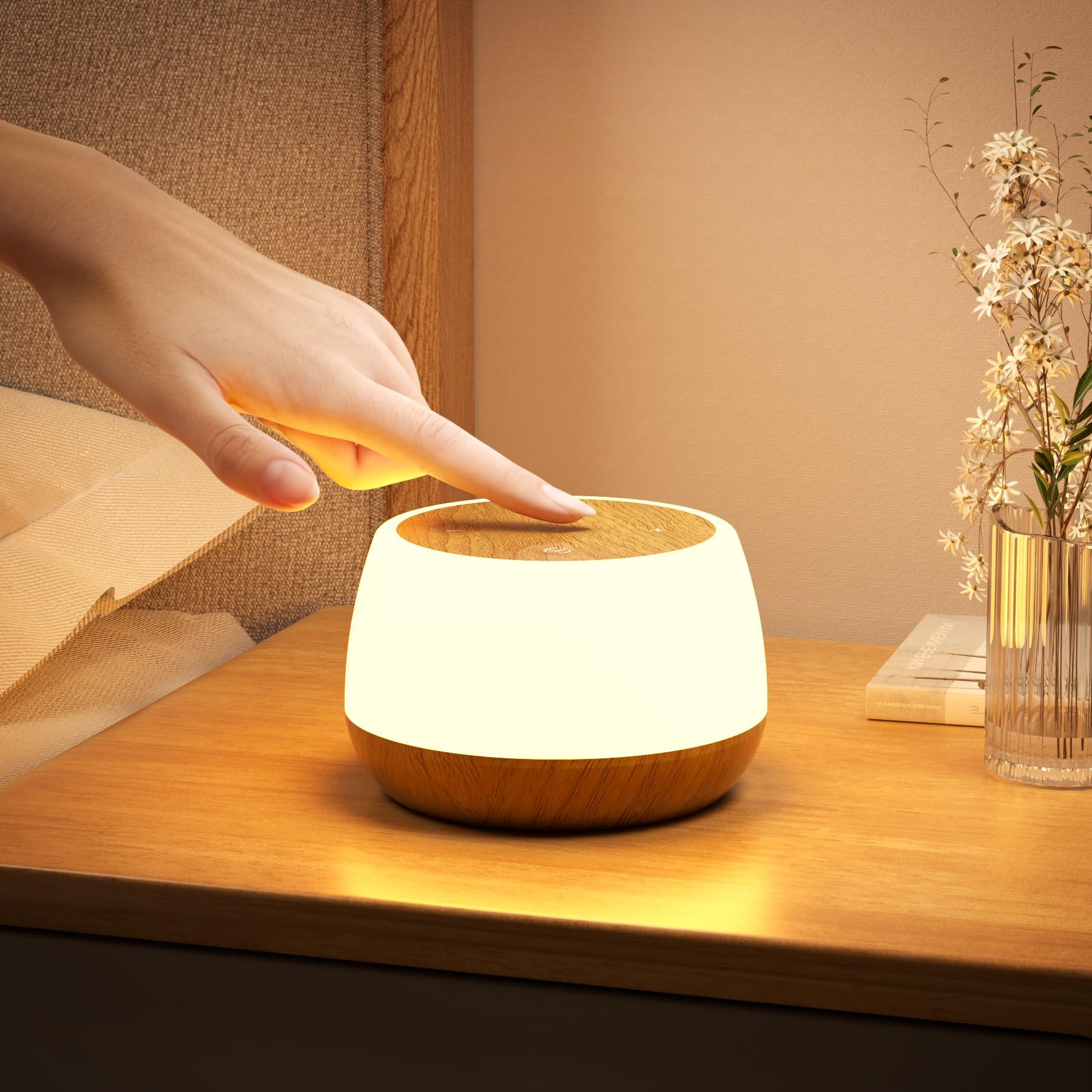 Bonsery Kids Night Light Touch, Rechargeable Bedside Lamp Stepless Dimmable, 3 Modes & 9 Colors Changing, Portable Touch Table L