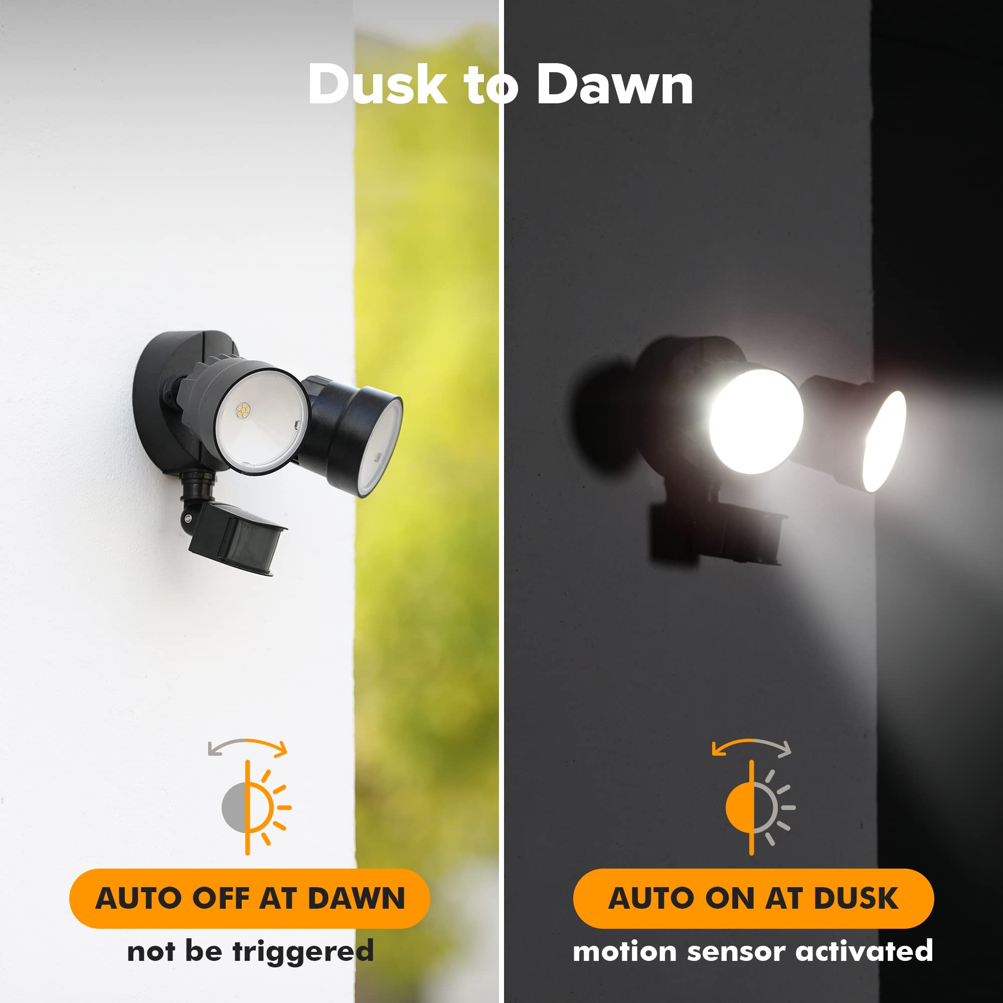 LUTEC Dual-Head Motion Activated Floodlight 2000 Lumen 18W LED 1 Pack Black