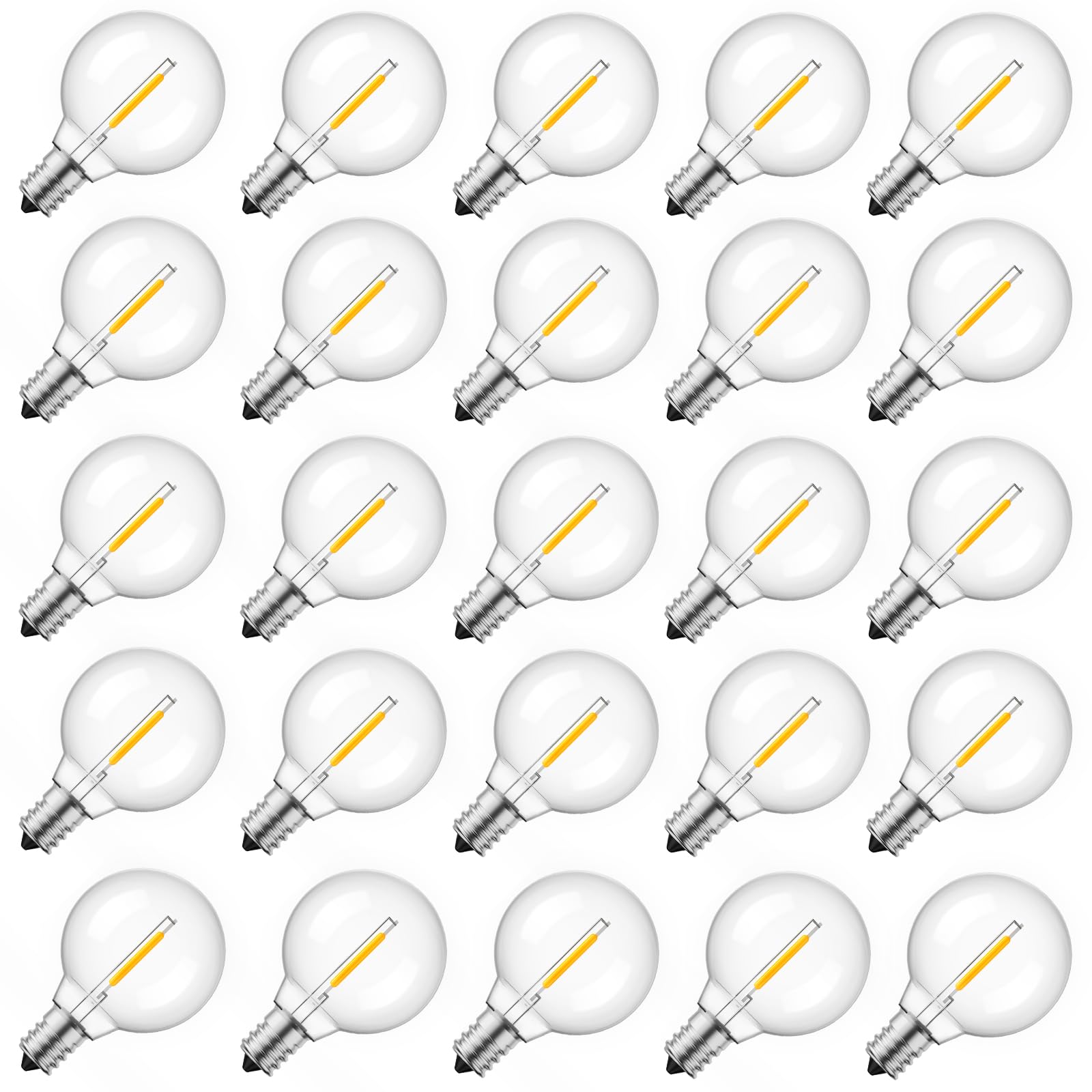 Brightown G40 LED Bulbs, Dimmable Shatterproof Plastic, 50 Pack, Warm White, E12/C7 Base