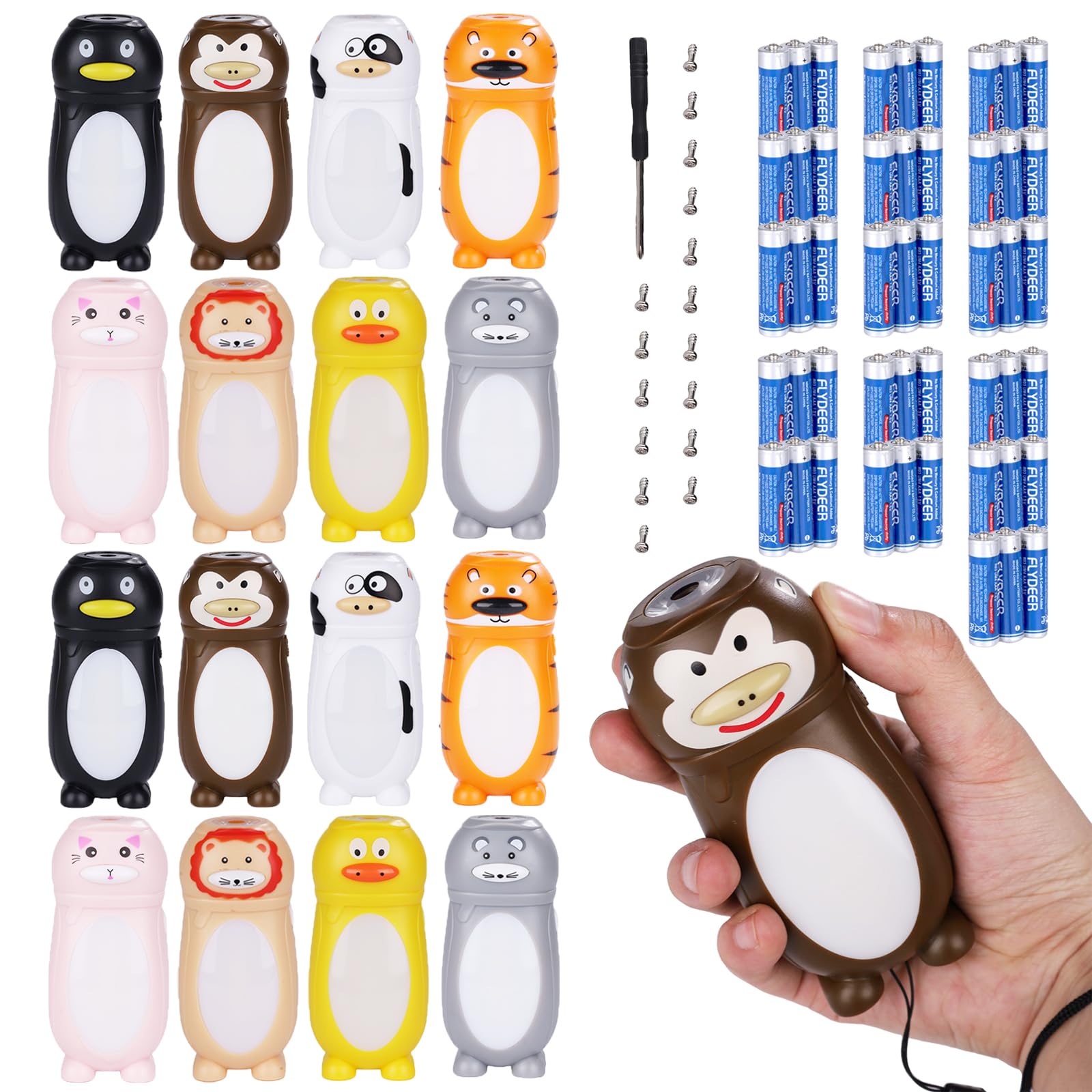 Kunhe 16 Pack Animal Flashlights For Kids 2 In 1 Toddler Flashlight Camping Lantern Flashlights Camping Essentials For Kids Todd
