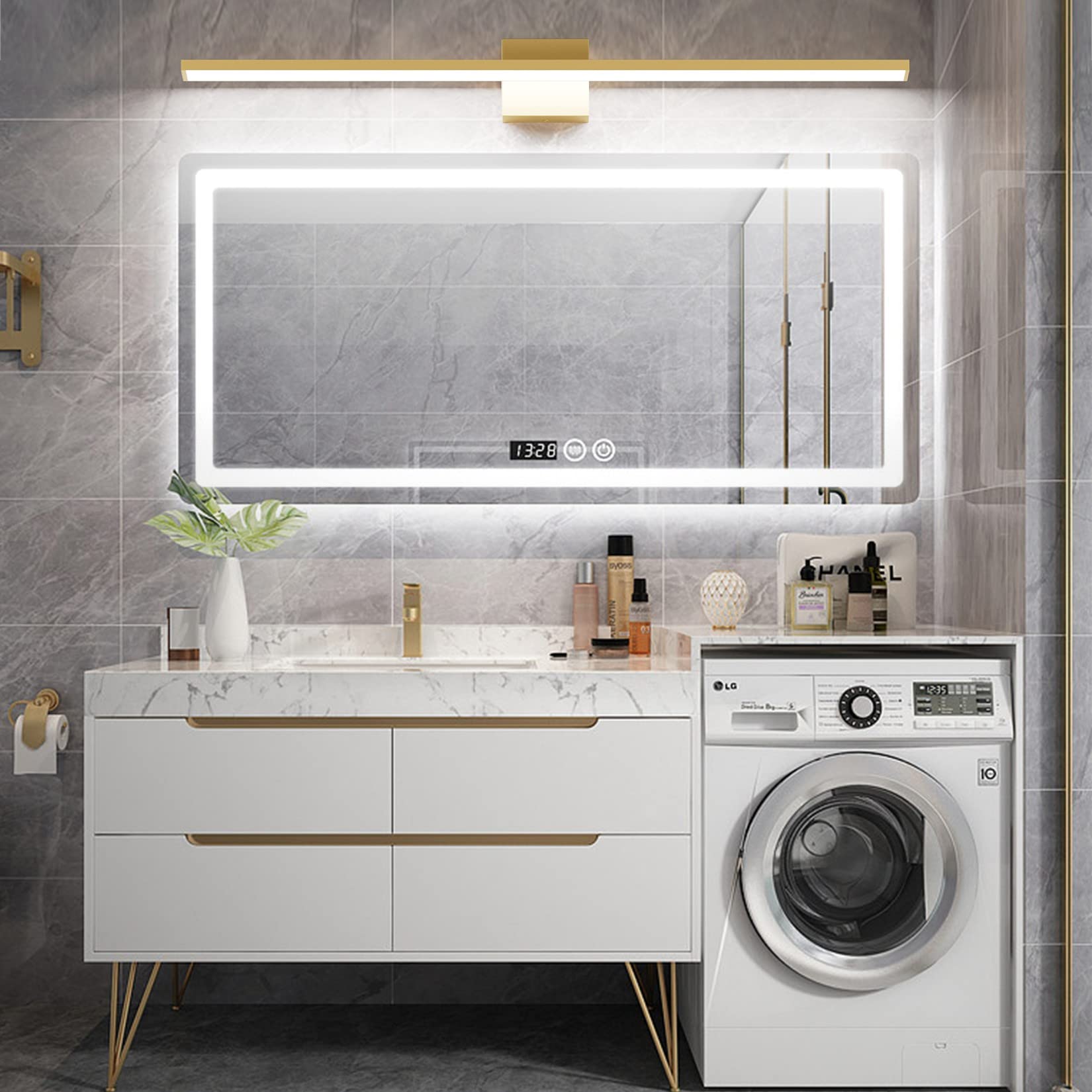 Ralbay Modern LED Vanity Light 38W Frosted Aluminum 40 inch Gold Wall Fixture 6000K for Bathroom Over Mirror