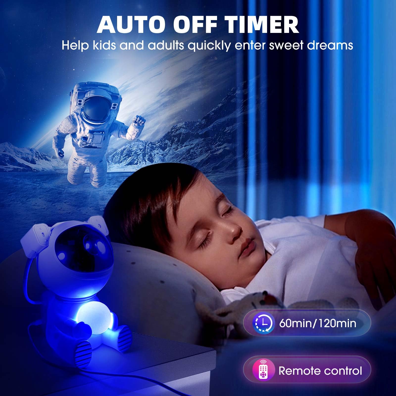Astronaut Galaxy Projector Star Light - LED Aurora Light Projector for Bedroom, Galaxy Star Projector with Remote & Timer, Space