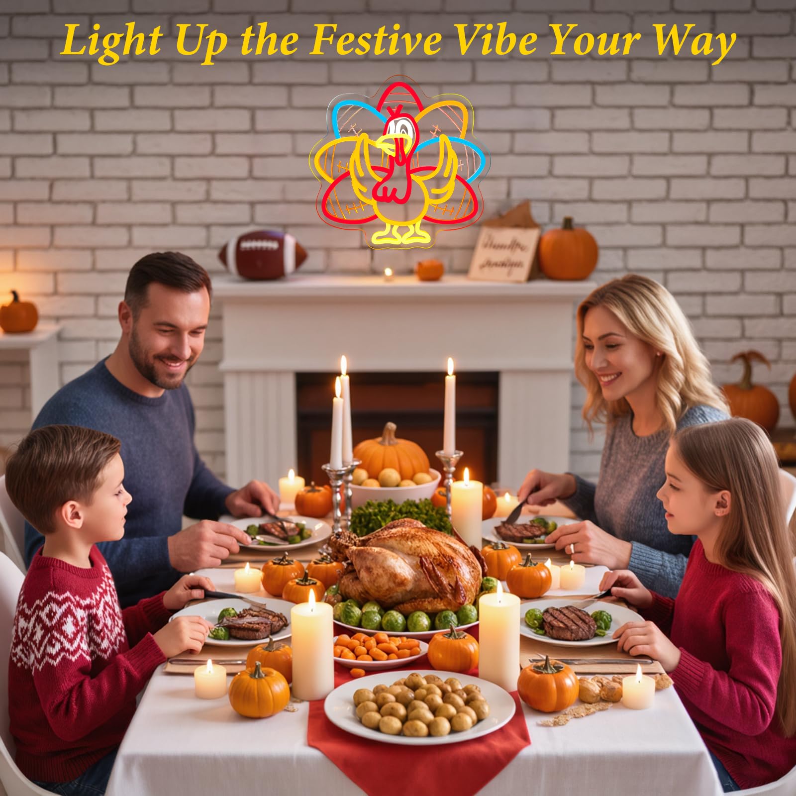 Innovtools Turkey Football Neon Sign  Thanksgiving Led Neon Lights With Usb Powered  Dimmable Light Up Sign For Give Thanks Fall Game Day Man Cave Window Wall Hanging Home Party Room Decor