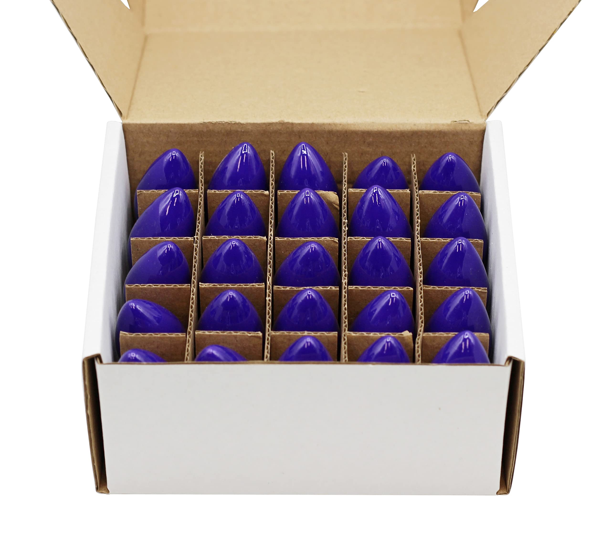 Creative Hobbies C7 LED Purple Replacement Light Bulbs, 0.7W Ceramic, E12 Base, Pack of 25
