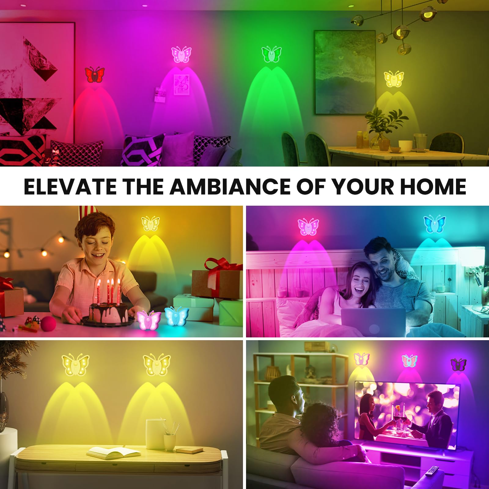 Loftek Rechargeable Motion Sensor Night Light, Dimmable, Portable, Black, 1 Pack, Acrylic, Butterfly Model