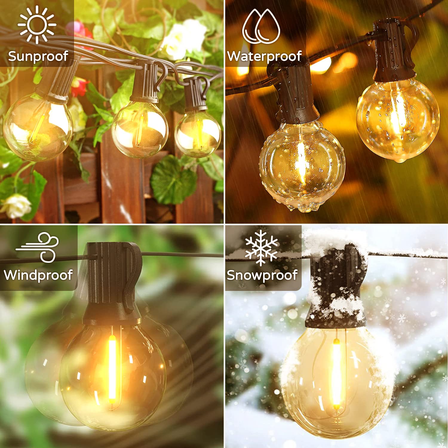 OHLUX Outdoor String Lights, 55FT Shatterproof LED, 30 Dimmable G40 Bulbs, Cozy Warm Light, Model IL-E12-2005528