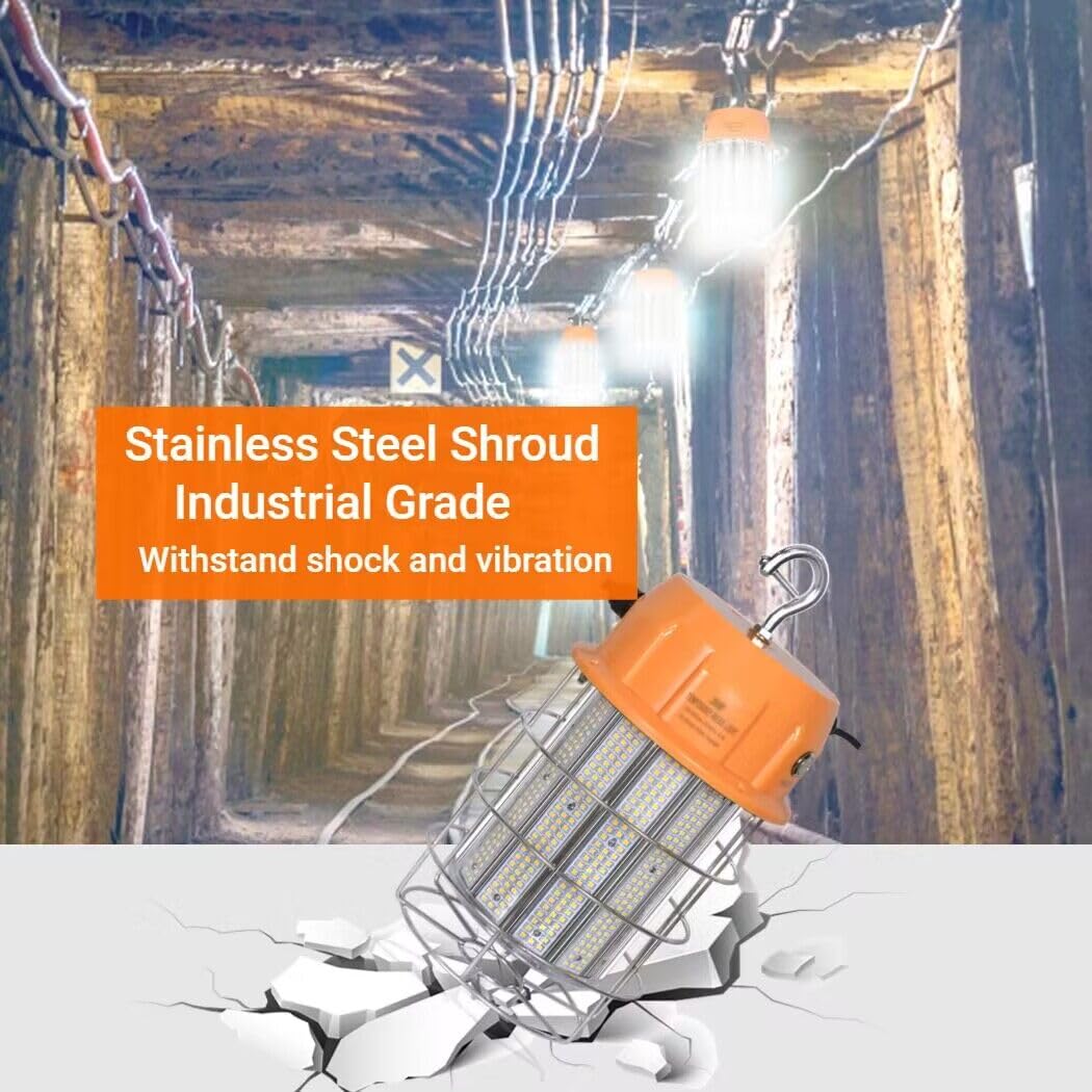 400W Led Temporary Work Light,Portable Hanging Construction Work Light,5000K 56000Lm,With On/Off Button & Hook Jobsite Lighting