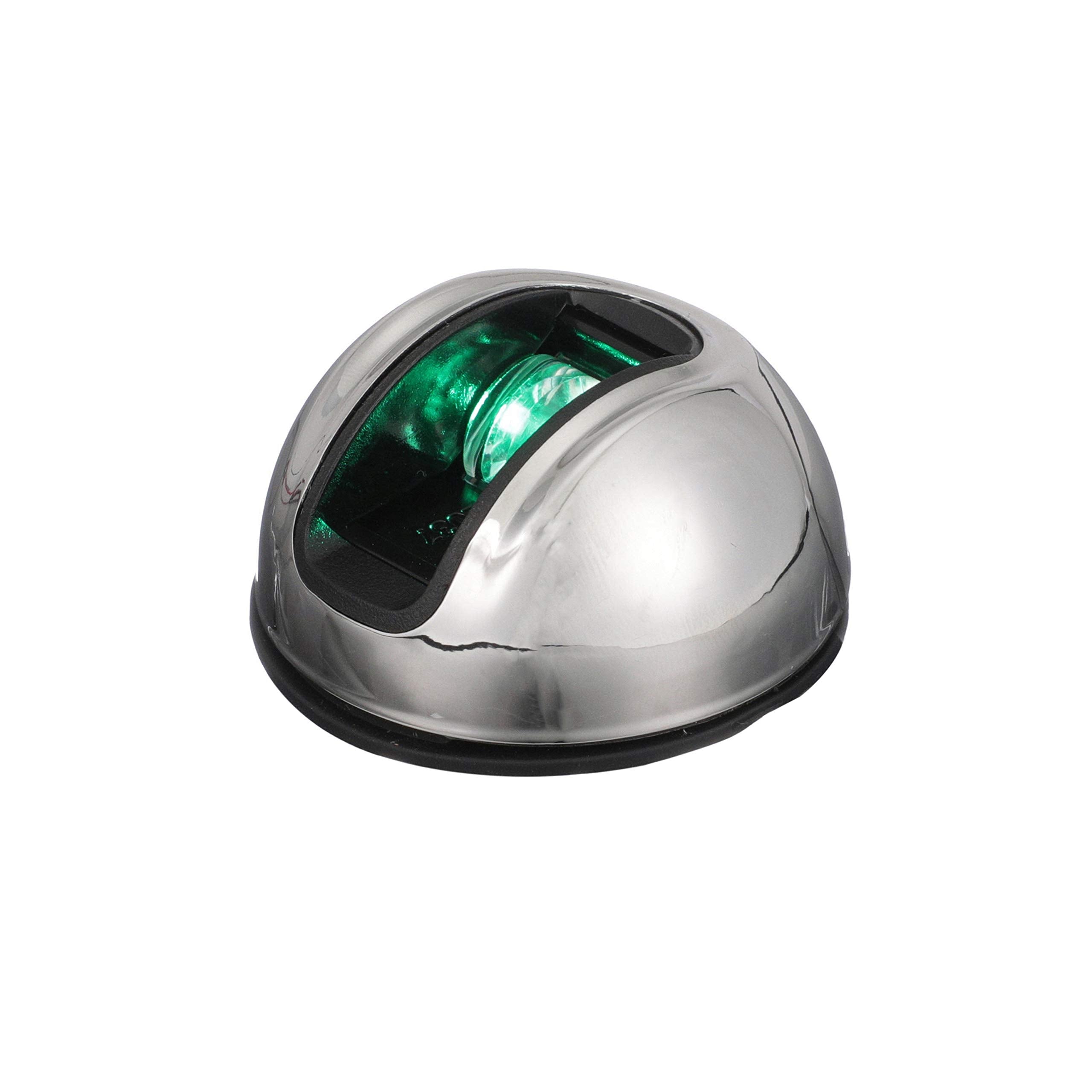 Attwood Nv3012Ssg-7 Lightarmor™ 2-Mile Vertical Surface Mount Navigation Light, Green Led Lighting, Round Stainless Housing