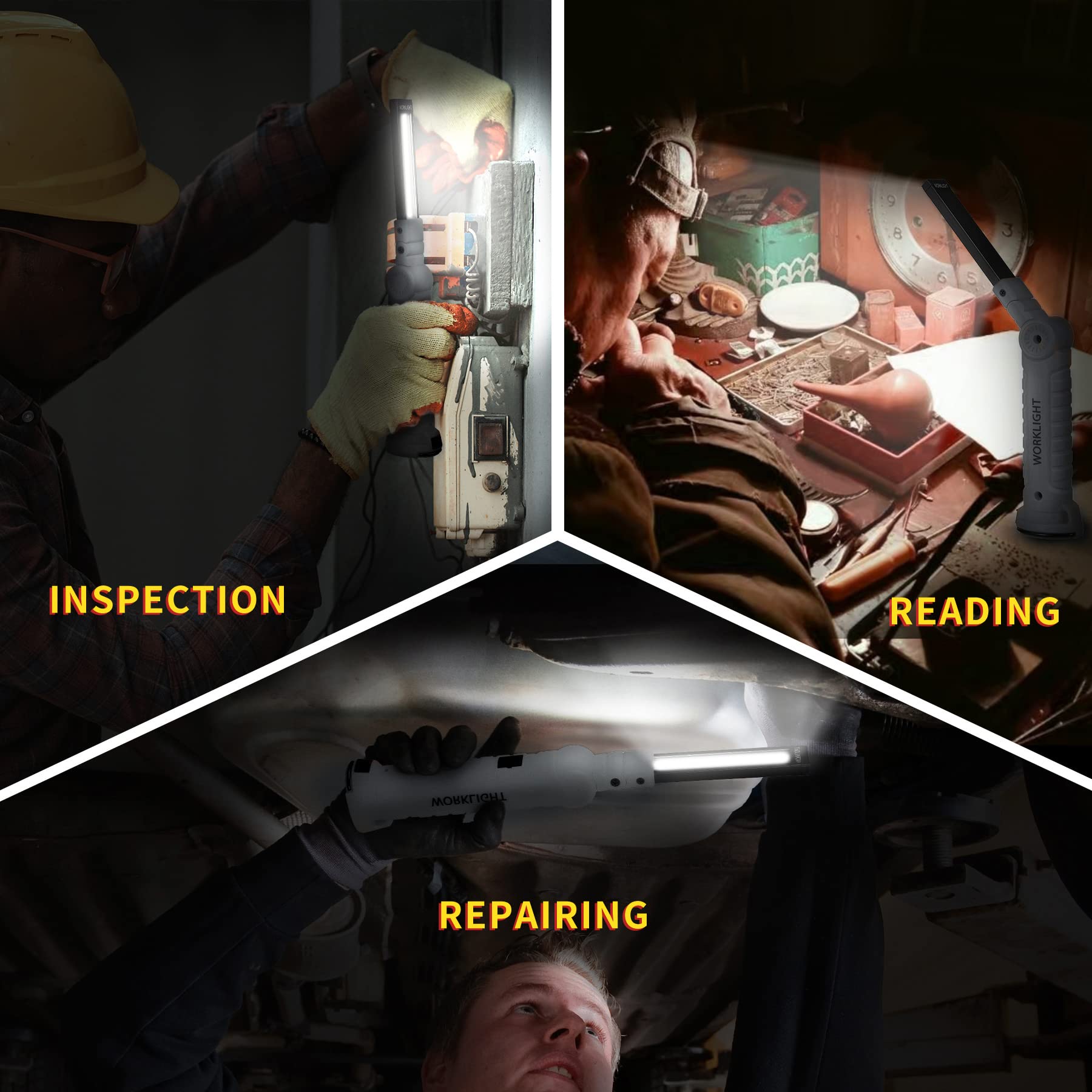 4 Pack Flashlight Vagocom Mechanic Tools for Gift,LED Rechargeable Work Lights with 360 Rotate Magnetic Base 5 Modes Portable In