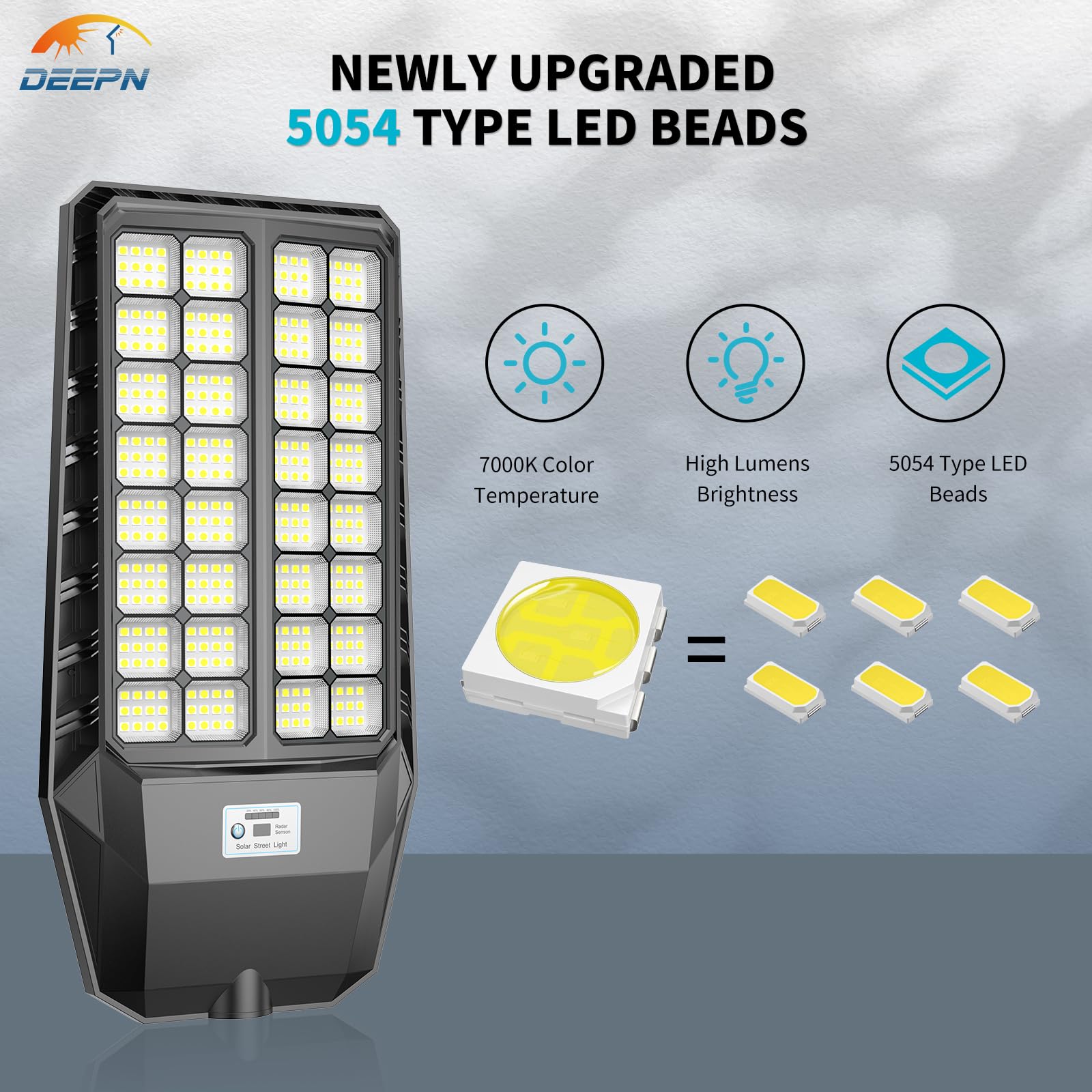 Deepn 7000W Ultra-Large Solar Street Light, Solar Parking Lot Lights High Lumens Solar Powered Street Light Ip67 Waterproof Dusk