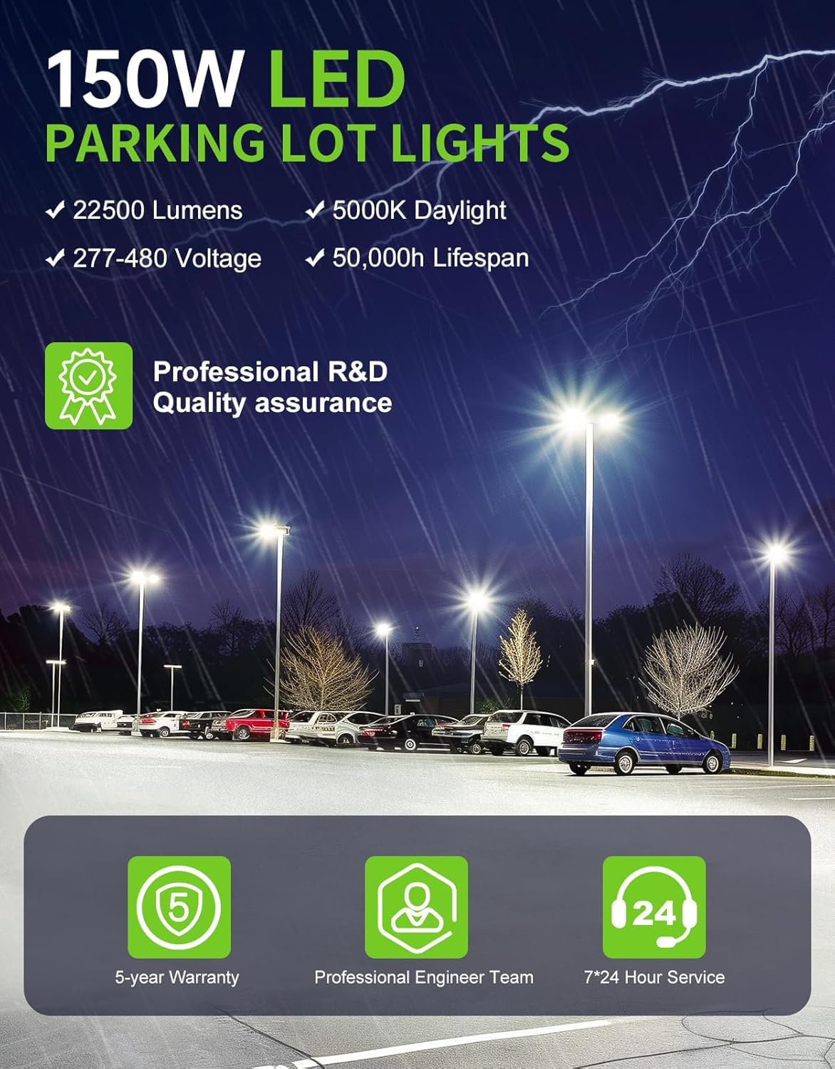 Openlux 9 Pack 480V Led Parking Lot Light Commercial Led Shoebox Pole Lights Flood Lights 5000K Ip65 Slip Fit Mount 9 Pack (9, 2