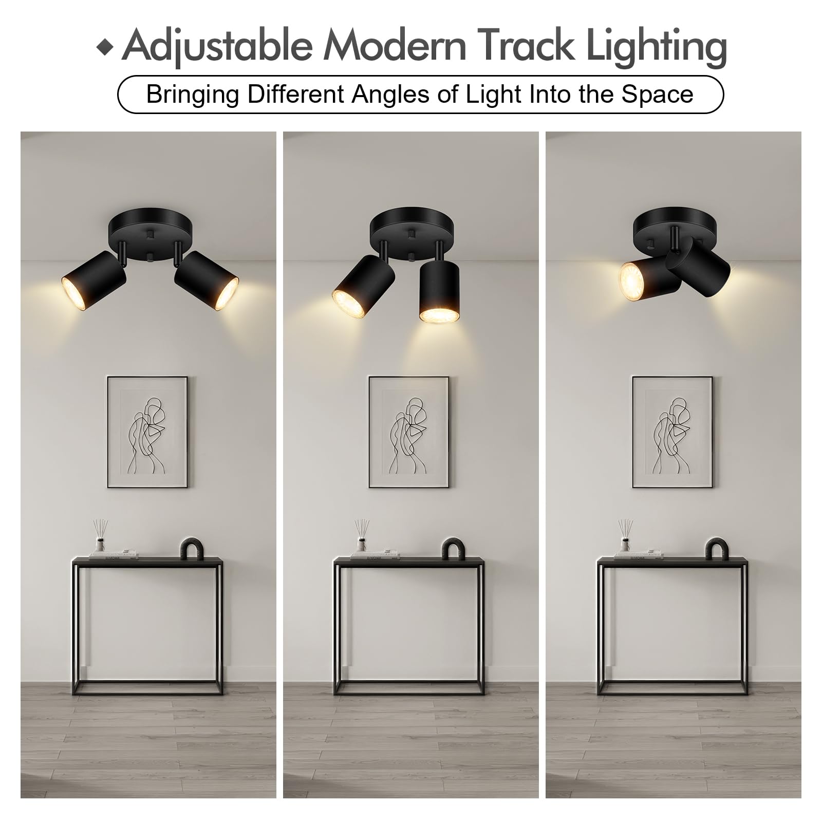 2 Light Track Lighting Fixtures Ceiling  Matte Black Round Directional Ceiling Spotlight  Gu10 Flush Mount Track Fixture  Adjustable Modern Led Track Lights For Kitchen/Living Room  Bulb Not Included