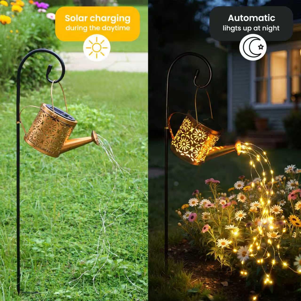 Solar Garden Lights Outdoor Decoration  Metal Solar Watering Can Lights Outdoor Waterproof  Small Patio Light Yard Lawn Pathway Decor  Gardening Gifts For Women Mom Grandma