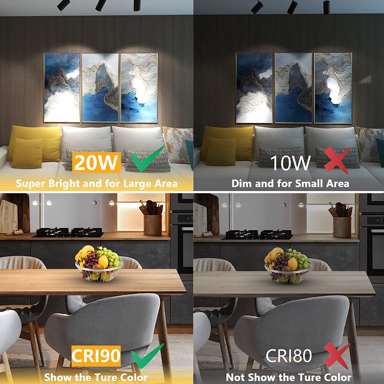 Vanoopee 20W Adjustable Black Dimmable Led Ceiling Spotlight - 2000Lm For Living Room/Bedroom