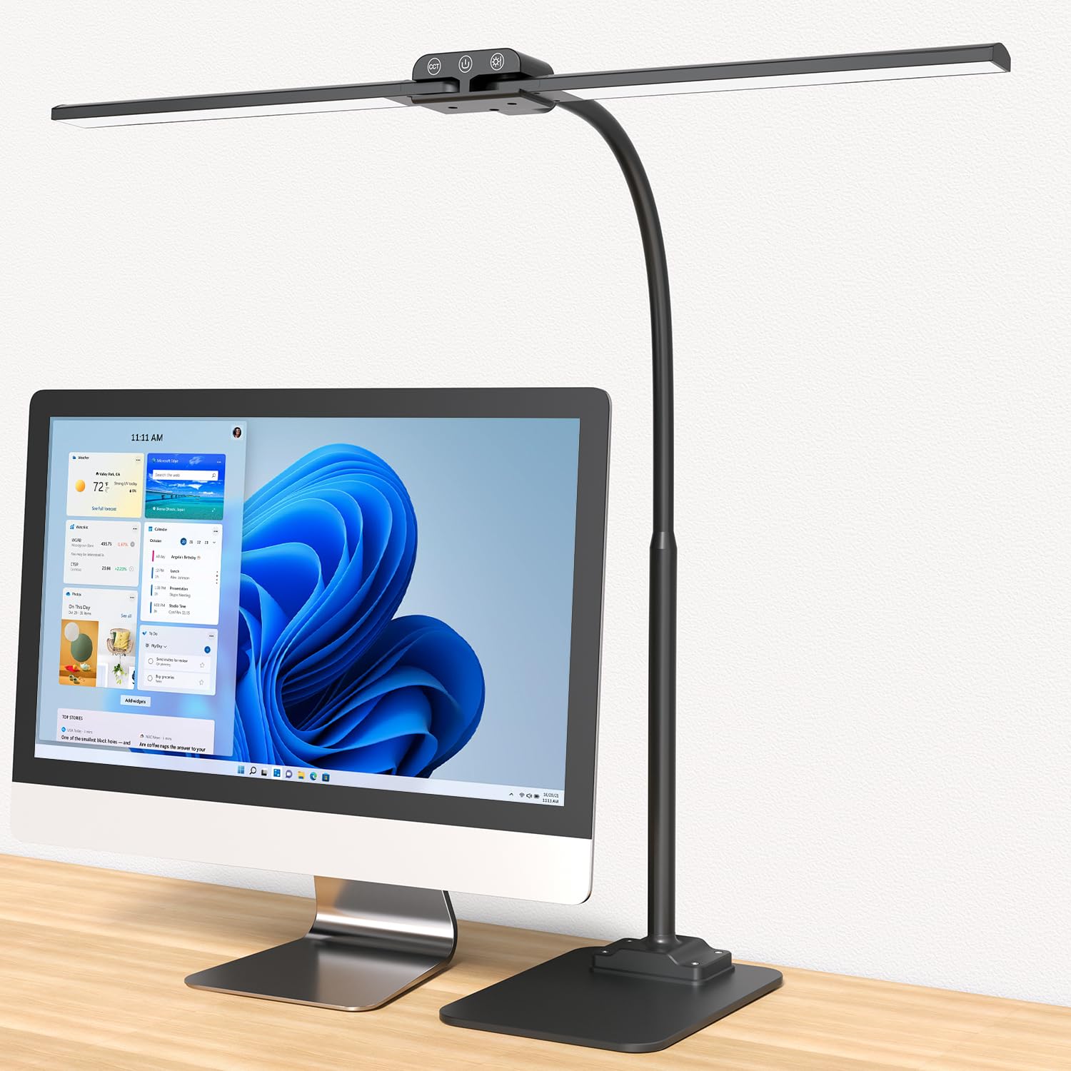 KableRika Desk Lamp Double Light - Dimmable LED Lighting for Home Office - Black - Model 670-Base-Black