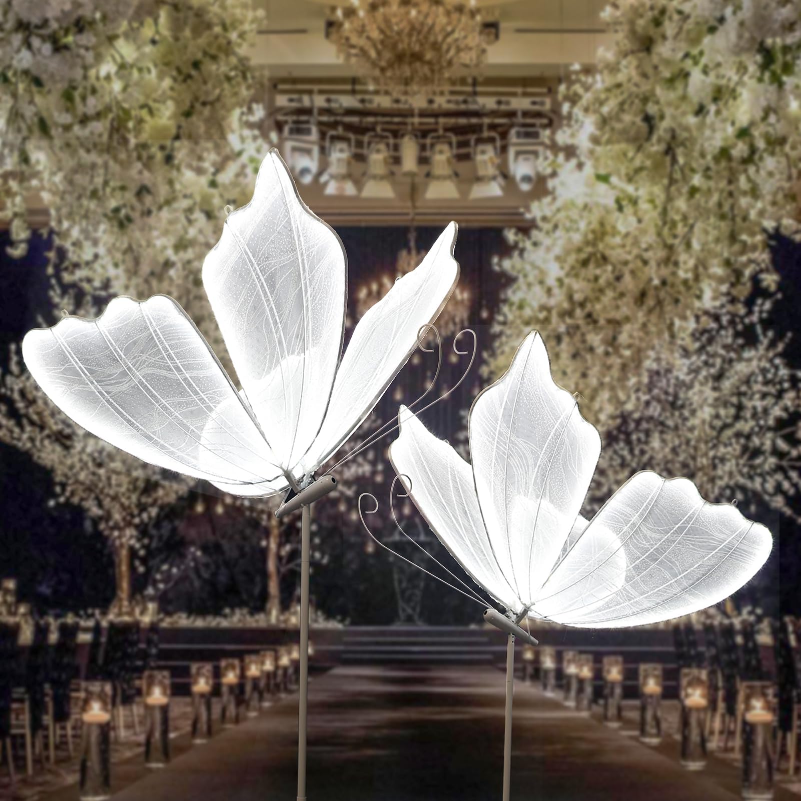 ECGOIOE Wedding Butterfly Floor Lamp, Iron, 80CM, White - Creative Hanging Decoration for Party Events