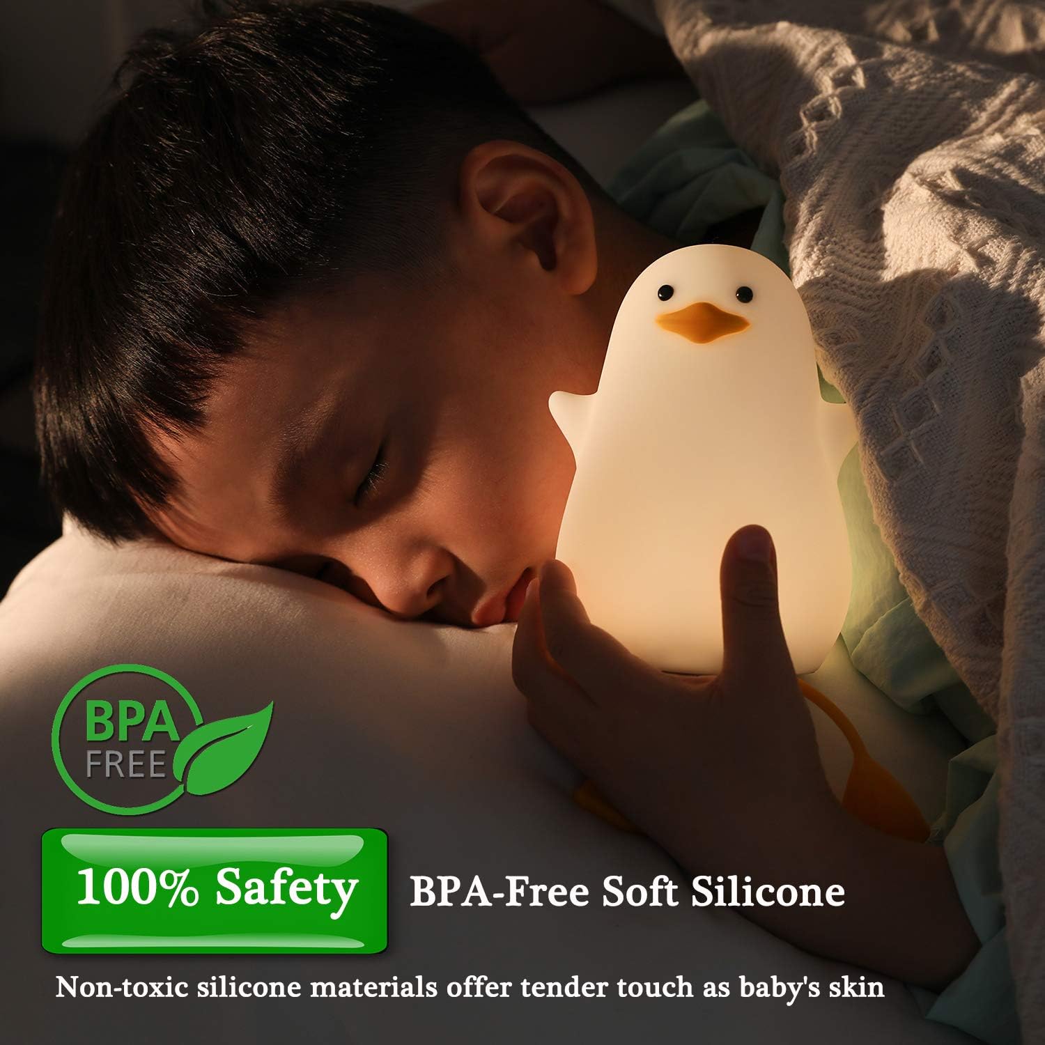 FULLOSUN Cute Night Light for Kids, Toddler, Duck Silicone Nursery Baby Nightlight, Kawaii Birthday Gifts for Room Decorations,
