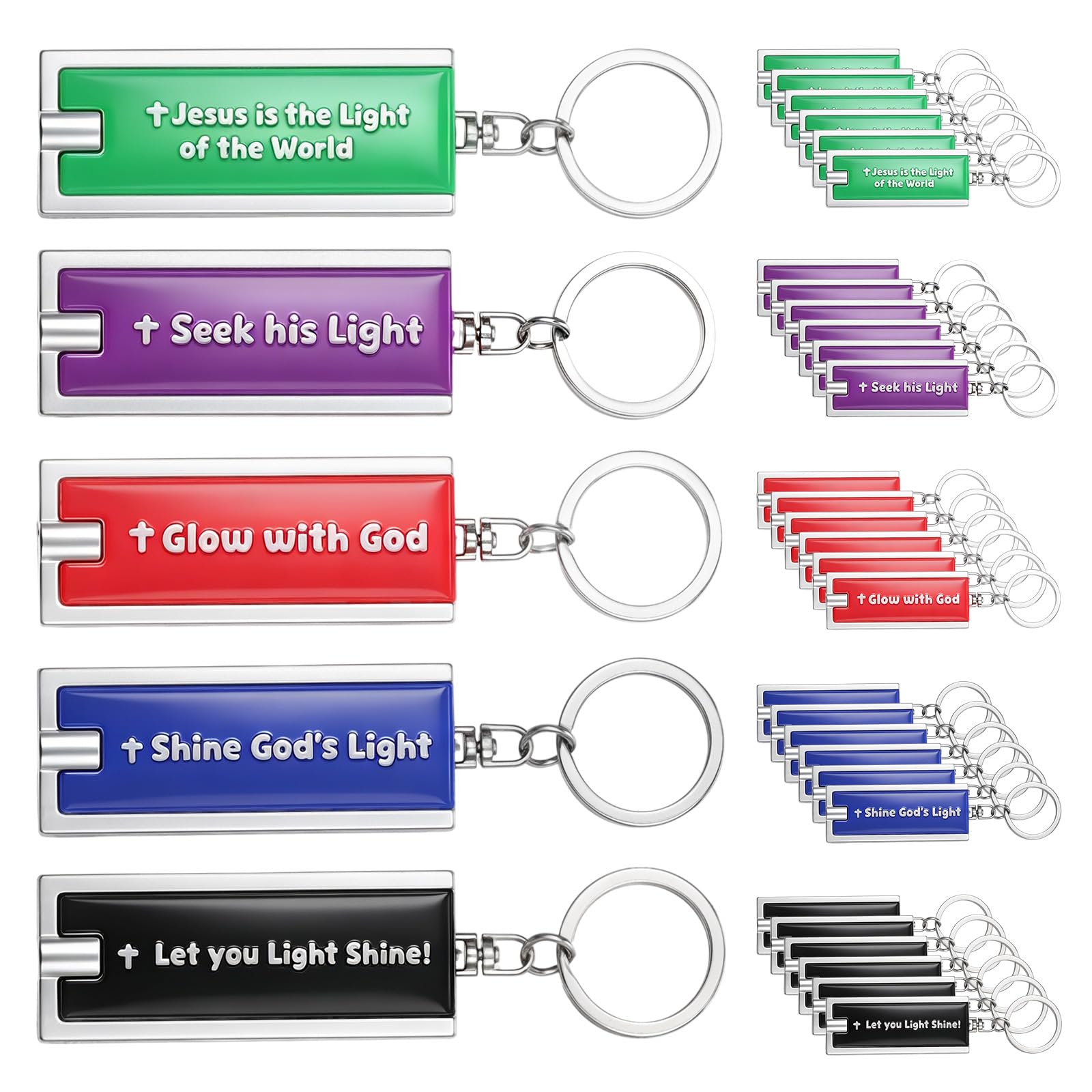 Copkim 30 Pcs Christian Flashlight Gift for Men Bulk Mini Keychain Flashlight with Bible Verse Fathers Gifts Inspirational Keyc