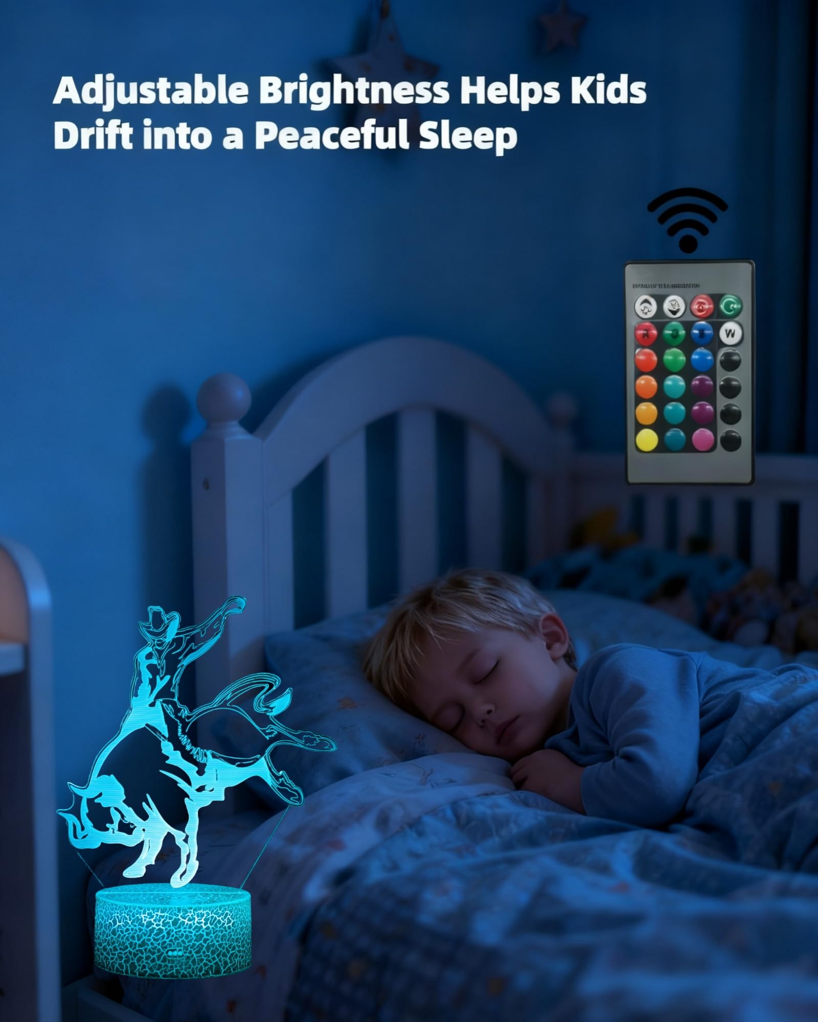 Kenmaca 3D Illusion Lamp Night Light, Multicolor, Touch & Remote Control, Dimmable, Gift for Kids & Teens