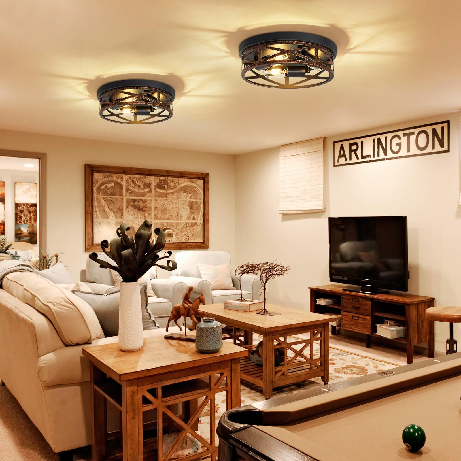 Zhu Yan Farmhouse Flush Mount Ceiling Light,3-Light Ceiling Light Fixture Hallway Ceiling Light Fixtures,Light Fixtures Ceiling