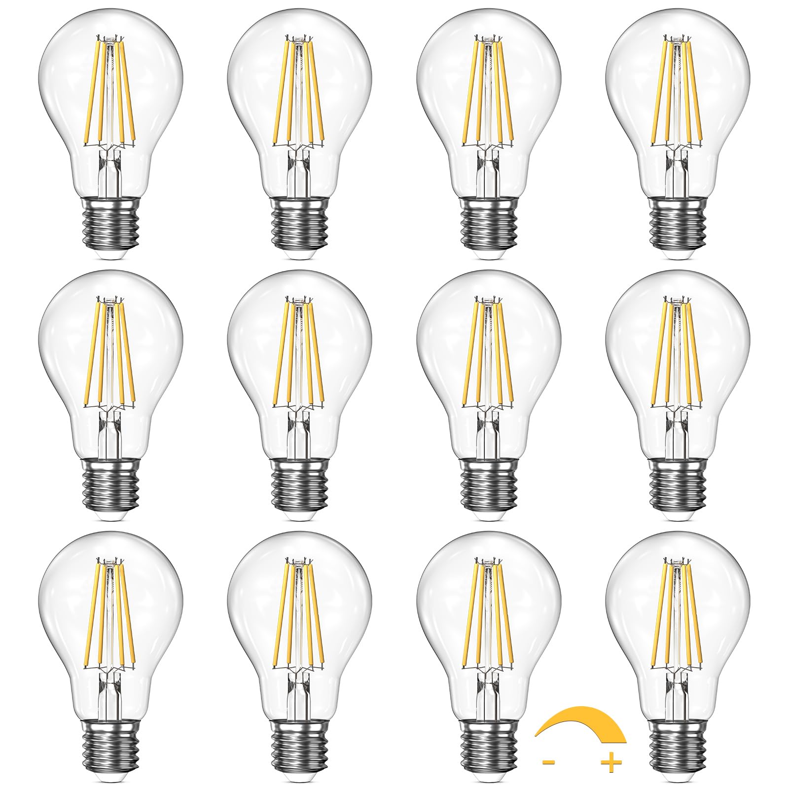 Dimmable A19 Clear Led Light Bulbs 60W Equivalent, 6W, 5000K Daylight Cool Light For Table Lamp Floor Lamp Bathroom Vanity Outdo