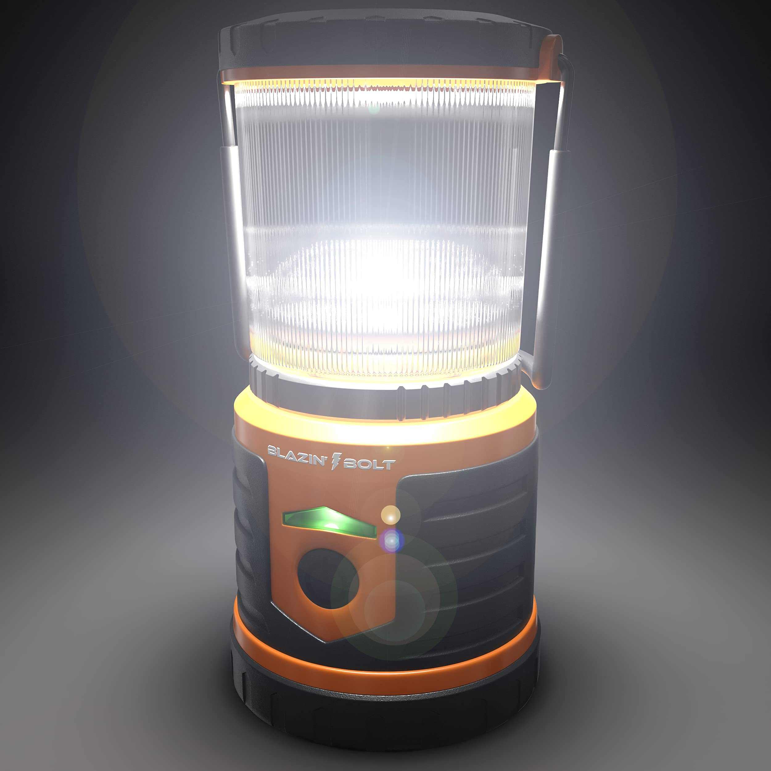 Blazin Bolt Rugged USB Rechargeable Lantern - 6000mAh Power Bank, 400 Lumen, 6 Modes, Orange - Ideal for Camping & Emergencies