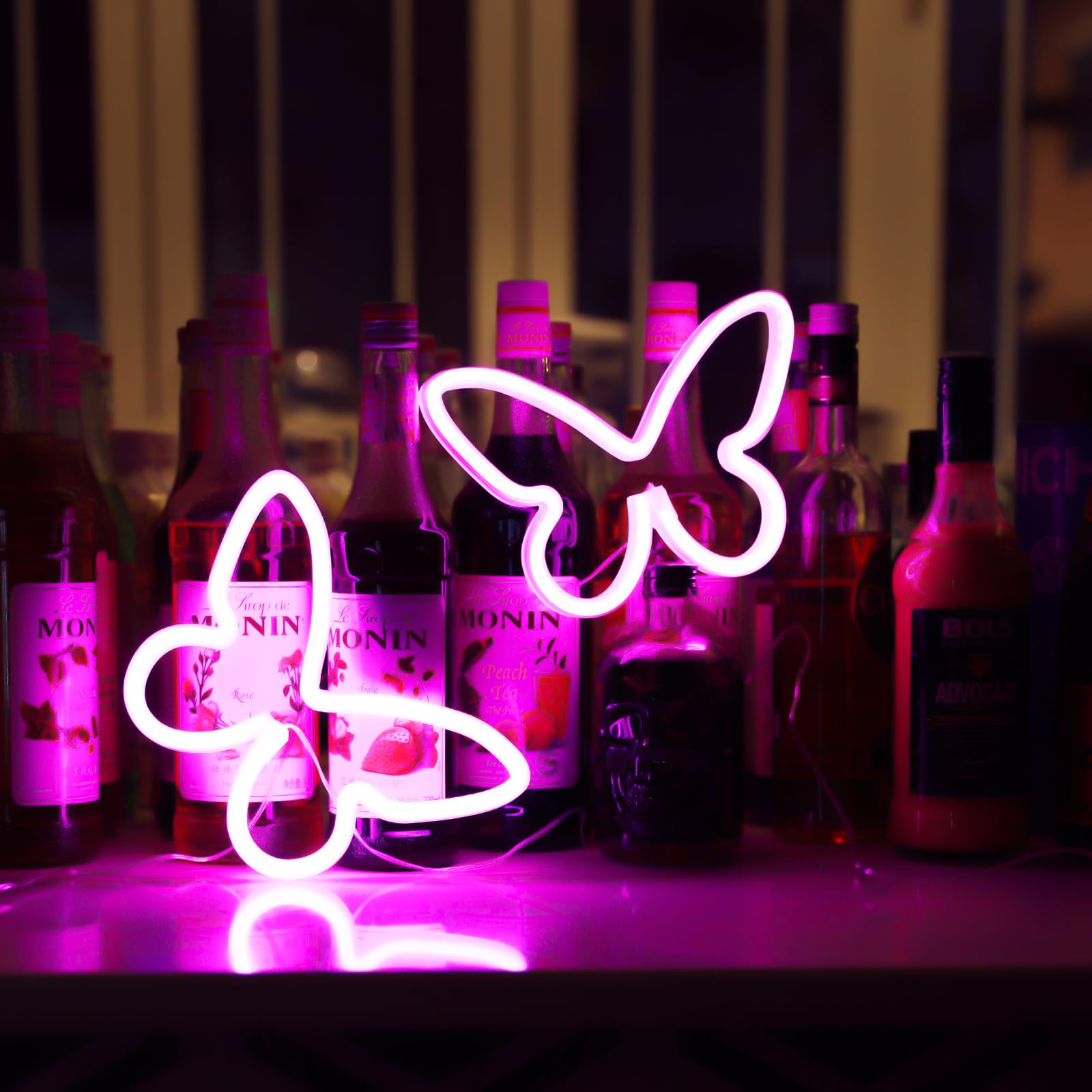 UrsaMajor 3 Pack Butterfly Neon Sign, USB/Battery Operated LED Light, 8.86x6.3 inches, Purple Pink Warm White, Model b-zfn-3