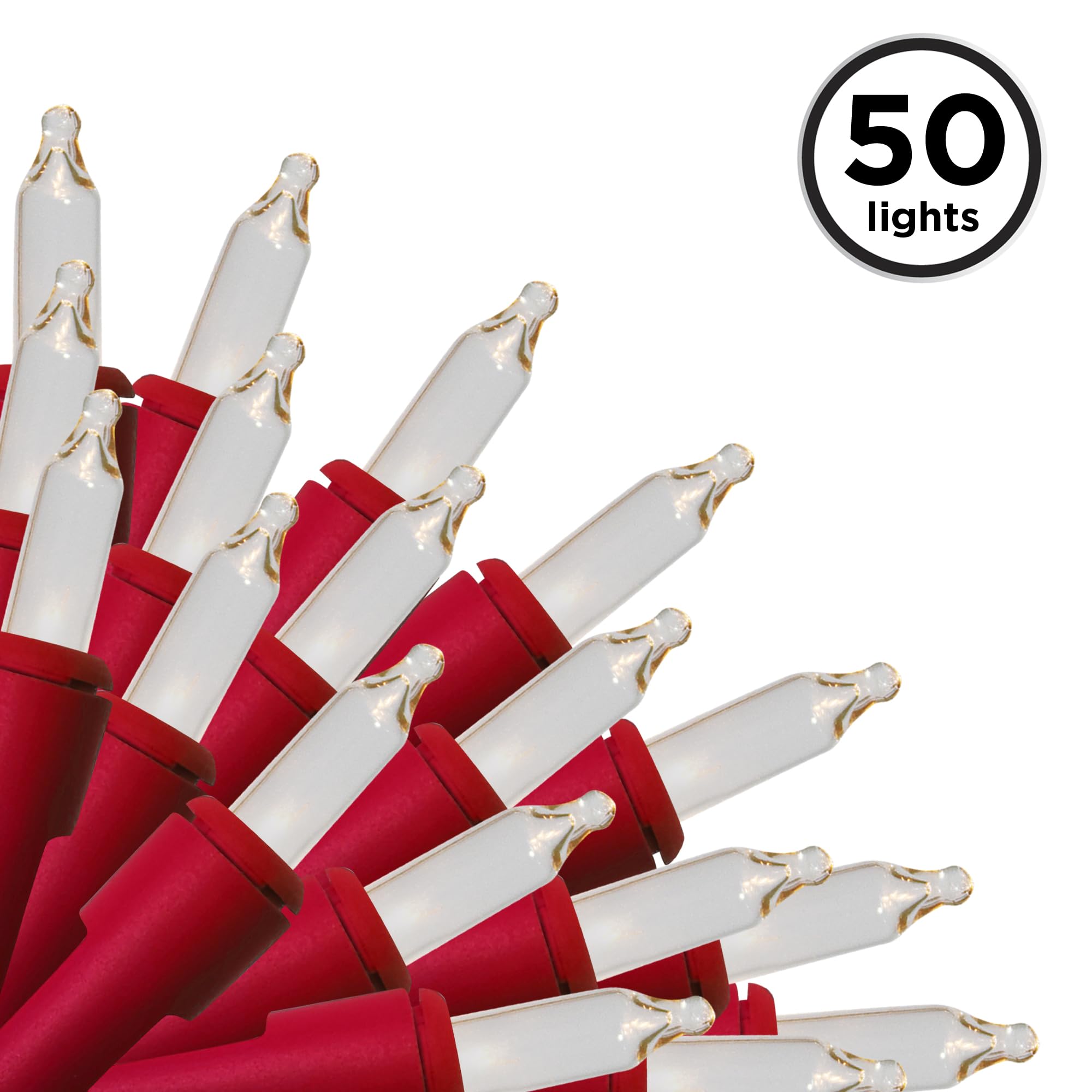 Brite Star Mini Light Set - 50 Lt Clear Lights on Red Wire, Model 96-823-00