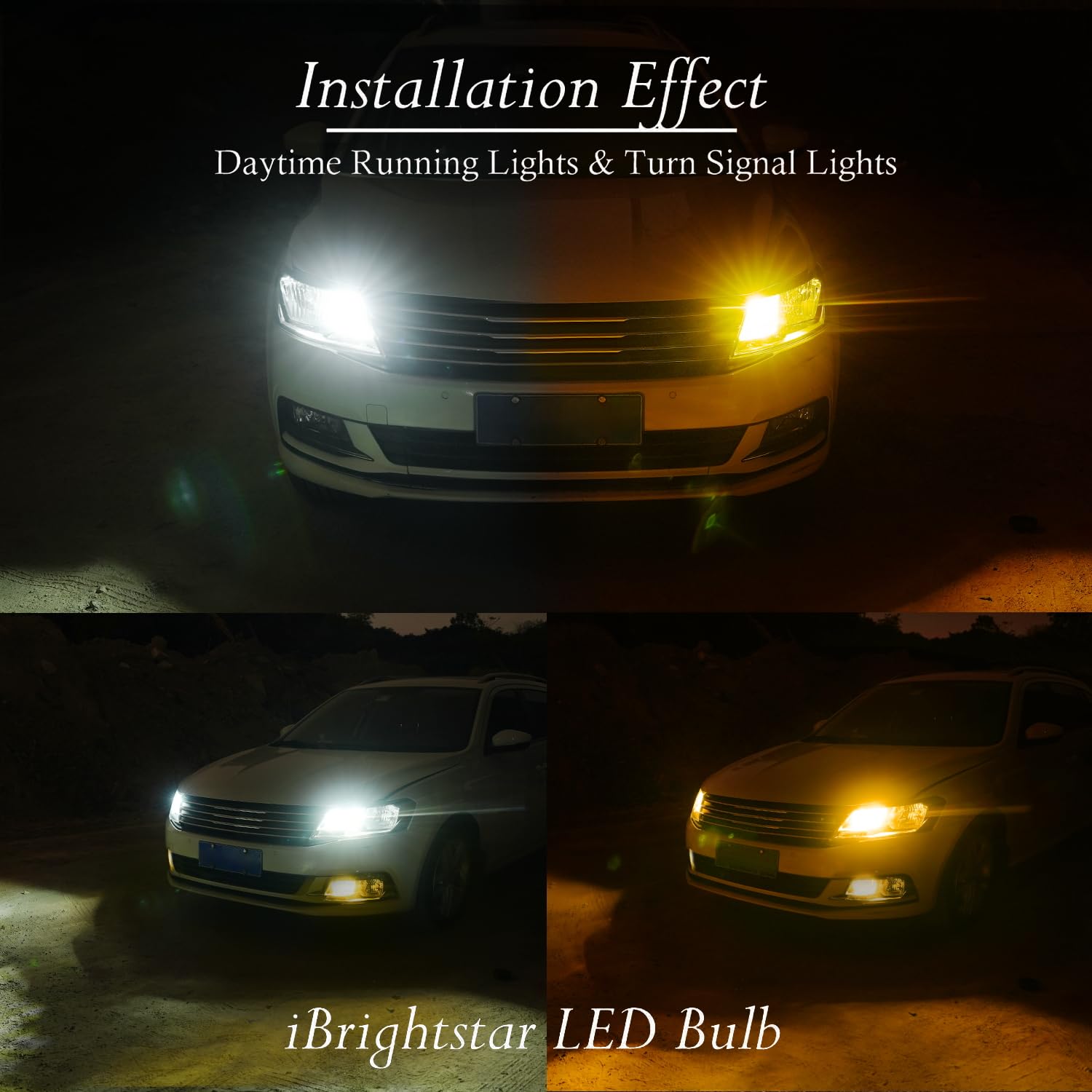 iBrightstar 7443 Switchback LED Bulbs, Super Bright Projector for DRL & Turn Signal, Aluminum, White/Amber
