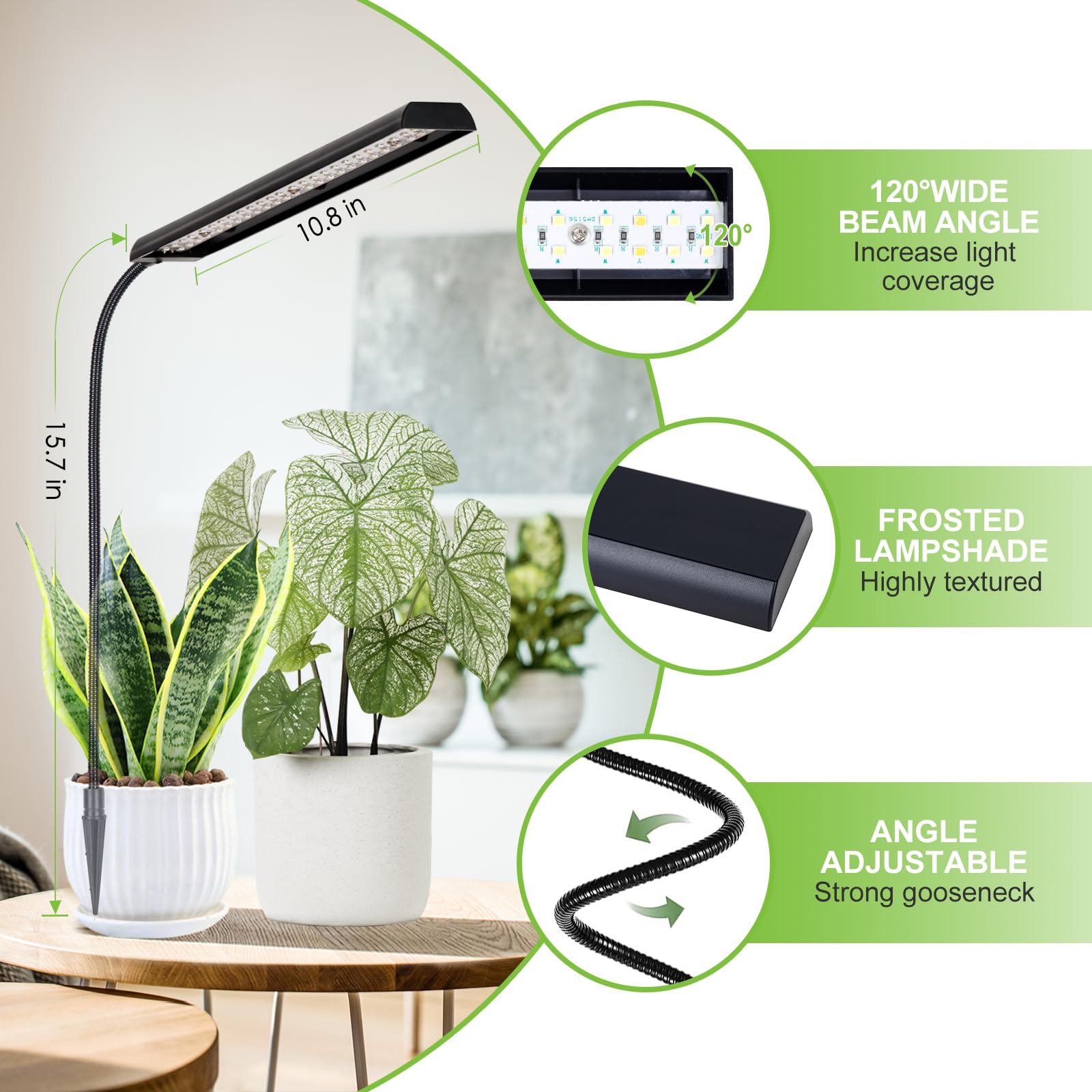 Foxgarden Grow Light For Indoor Plants Growing, Full Spectrum Gooseneck Plant Light For Indoor Plants, 52 Led Bright Grow Lamp W