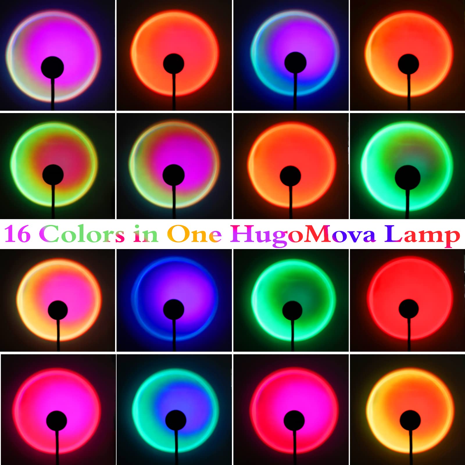 Sunset Lamp Projection, 16 Colors Sunset Lamp Multiple Colors With Remote Control, 360 Degree Rotation Led Sunset Projection Lam