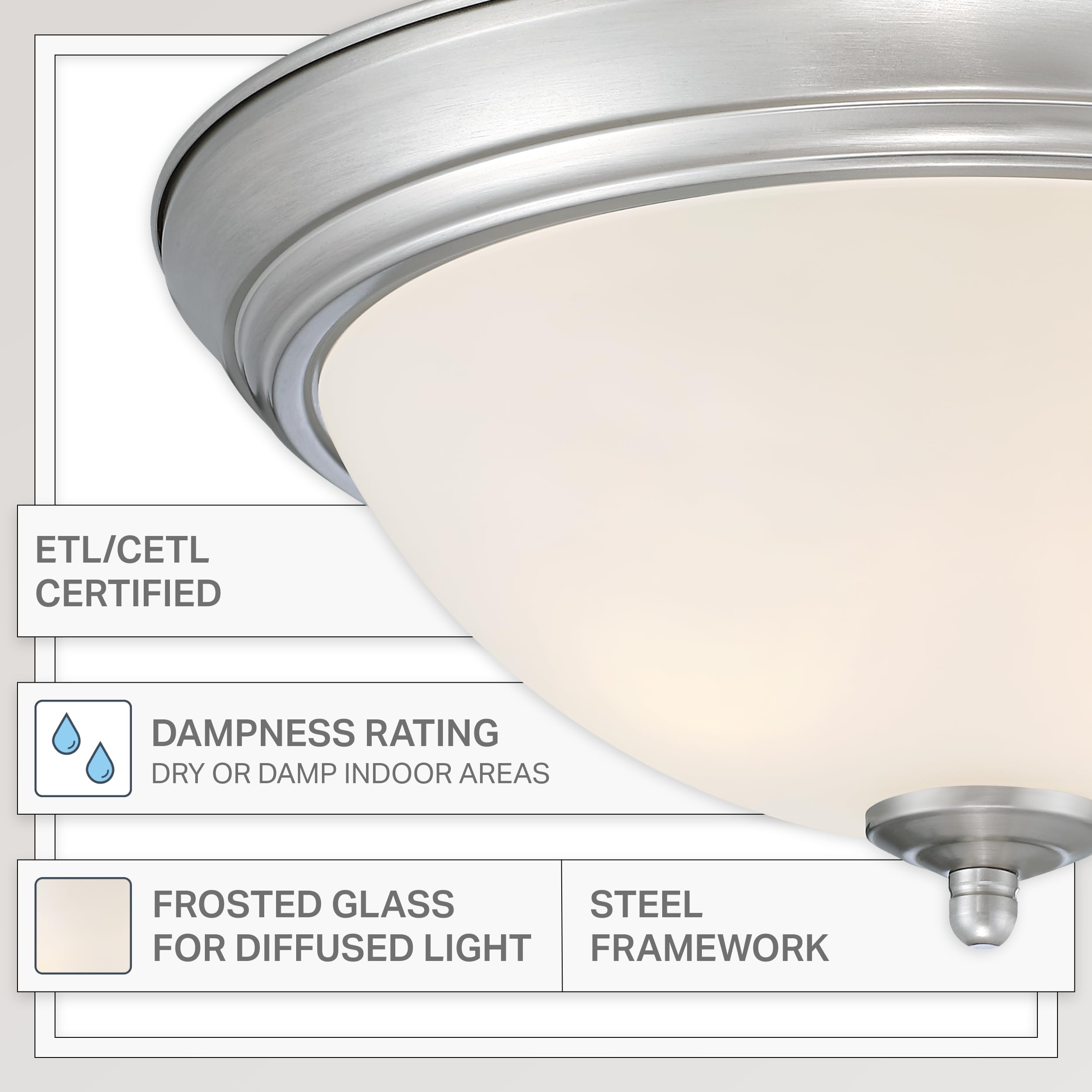 Designers Fountain Flush Mount Ceiling Light, 2-Pack, 13 Inch Led Frosted Glass Lighting Fixture For Kitchen, Bedroom, Bathroom,