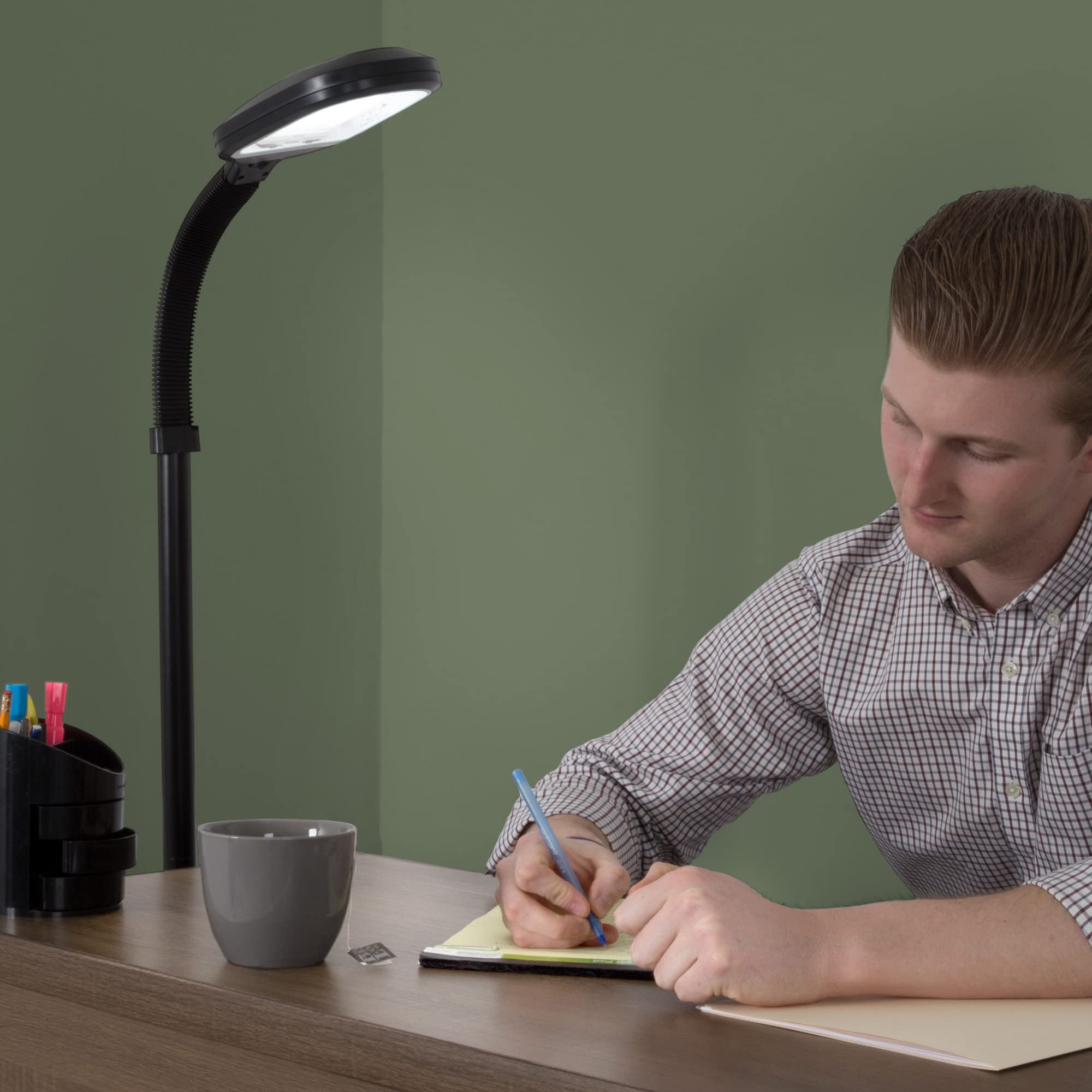 Lavish Home 72-0890 Full Spectrum Natural Sunlight Floor Lamp With Bendable Neck-Reading, Craft, Studying, And Esthetician Light, 62.5&quot;, Black