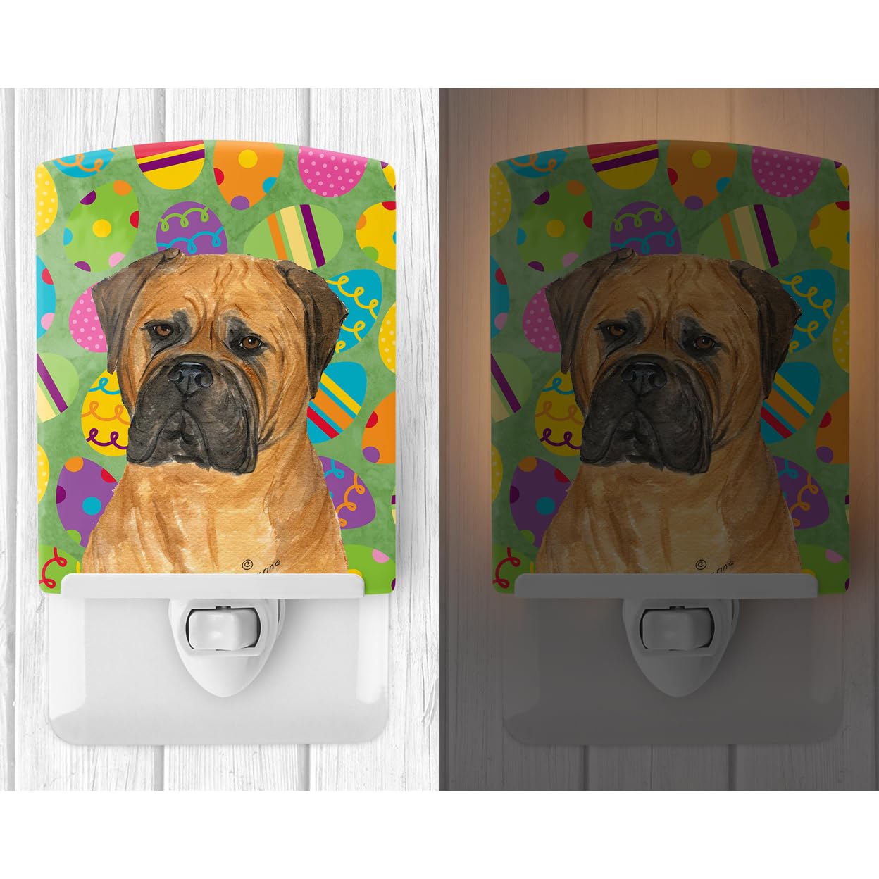 Carolines Treasures Night Light, Bullmastiff Design, Ceramic, UL-Certified, 6x4x3 inches, Multicolor, Model SS4862CNL
