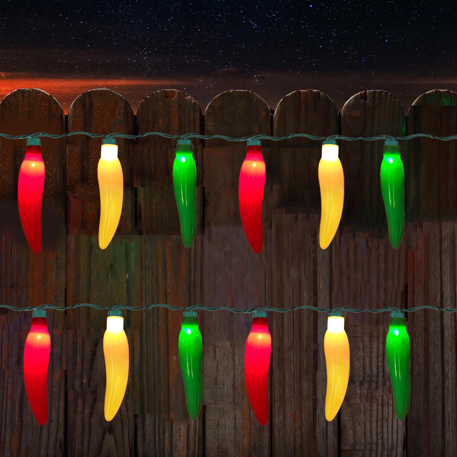 13.6FT Chili Pepper Lights Lights with 37 Mini Triplecolor Chili Lights(2 Spare),Outdoor Christmas Incandescent Pepper Lights fo