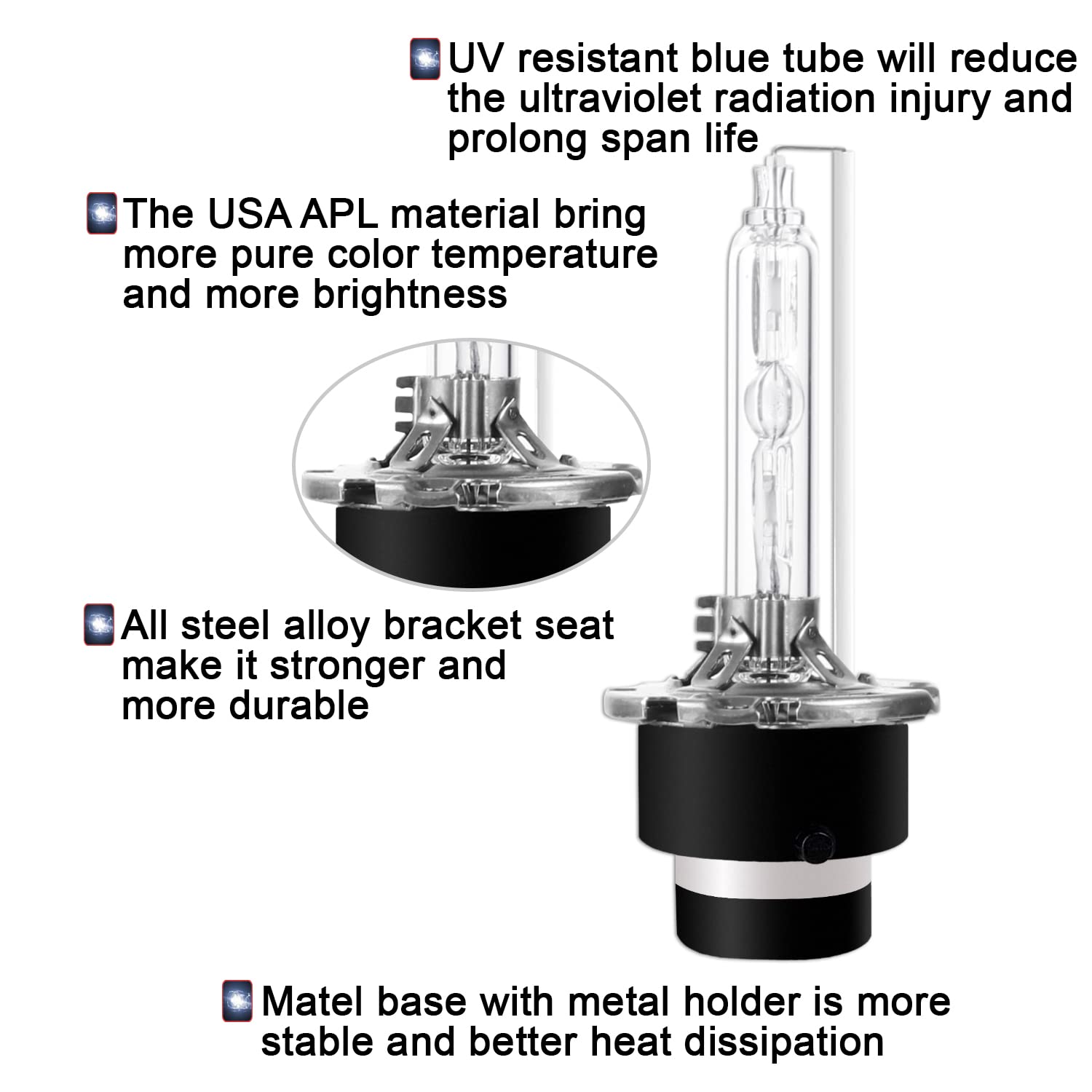Sinoparcel D2S Xenon Hid Headlight Bulbs - 6000K 35W High Low Beam Replacement Lights -2Yr Wty- Pack Of 2