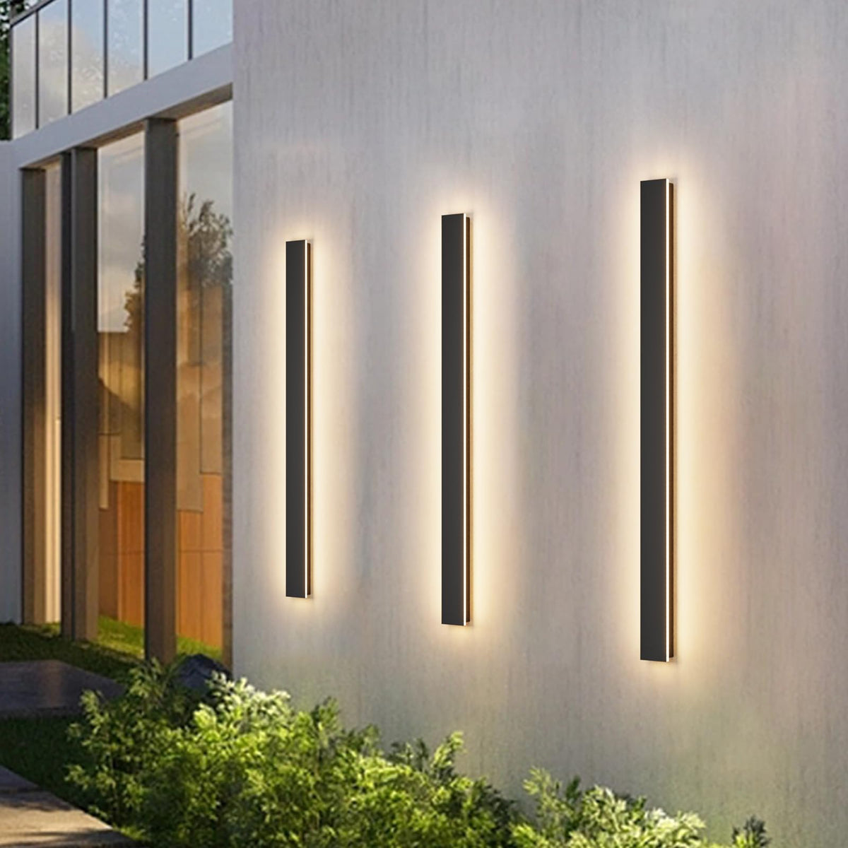 Aipsun 2 Pack Outdoor Wall Lights, 39.4inch Black LED Exterior Light ...