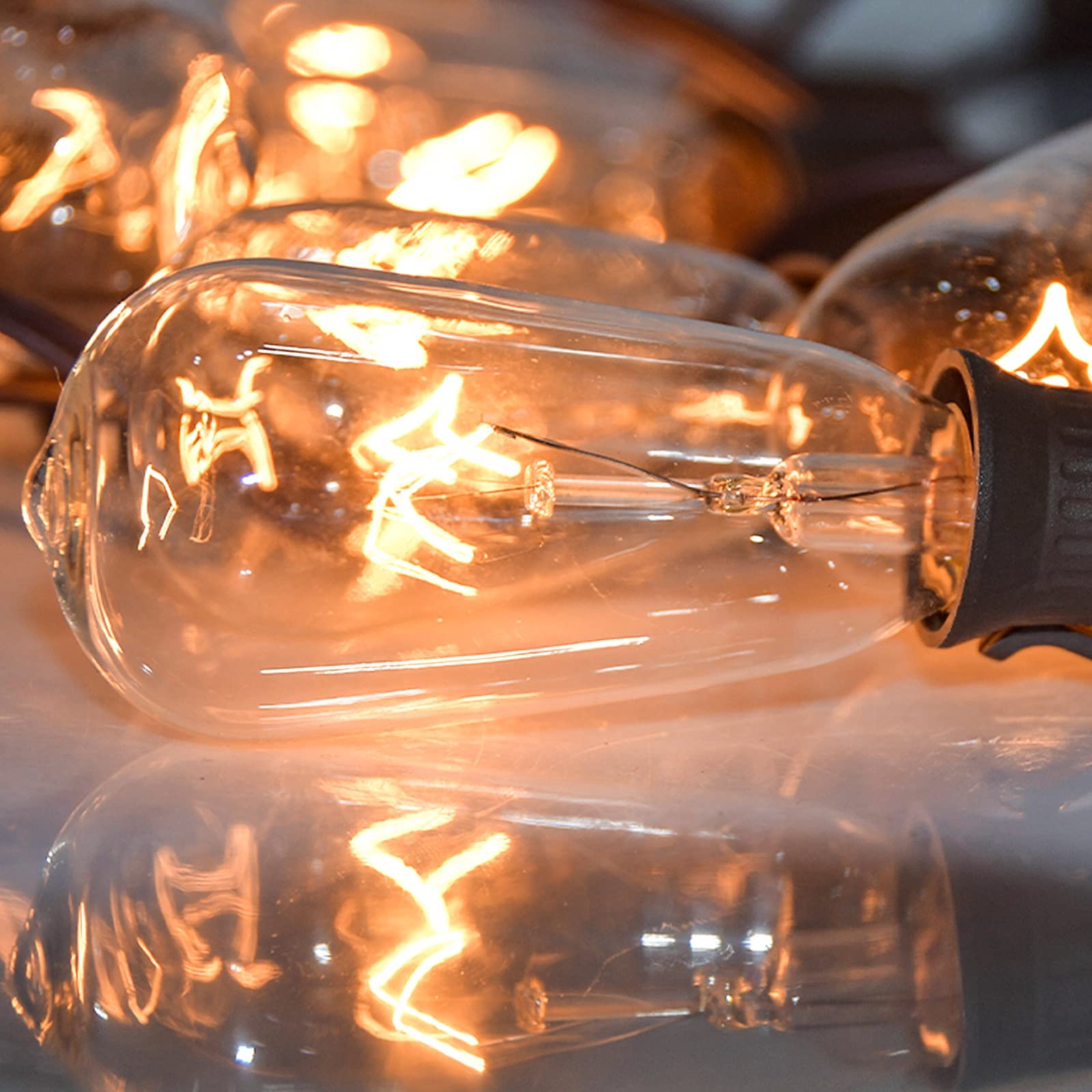 Konictom ST40 Clear Edison Light Bulbs - 10 Pack, 7W E17 Intermediate Base, Vintage Glass, Warm White for Indoor/Outdoor Decor